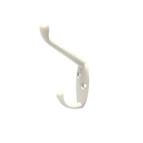 White Zinc alloy Double Hook (H)16mm (W)55mm, Pack of 2