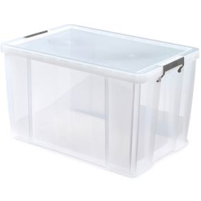 Whitefurze Allstore Heavy duty 85L Large Plastic Stackable Storage box with Lid