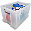 Whitefurze Allstore Heavy duty 85L Large Plastic Stackable Storage box with Lid