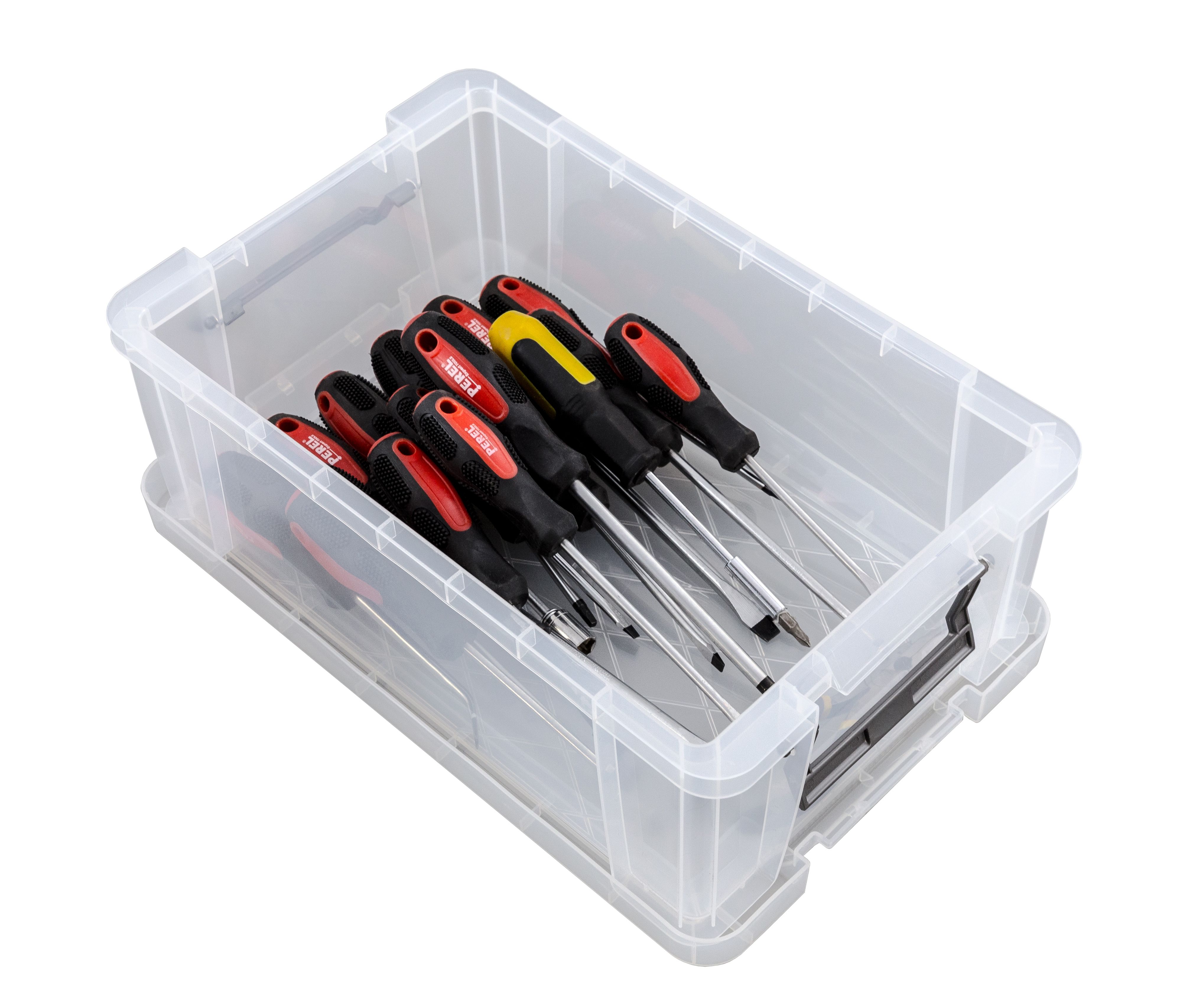 Whitefurze Allstore Heavy duty Clear 10L Medium Plastic Stackable Storage box with Lid