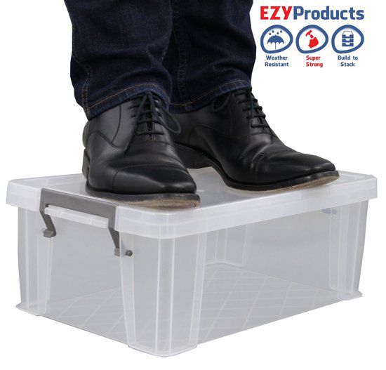 Whitefurze Allstore Heavy duty Clear 10L Medium Plastic Stackable Storage box with Lid