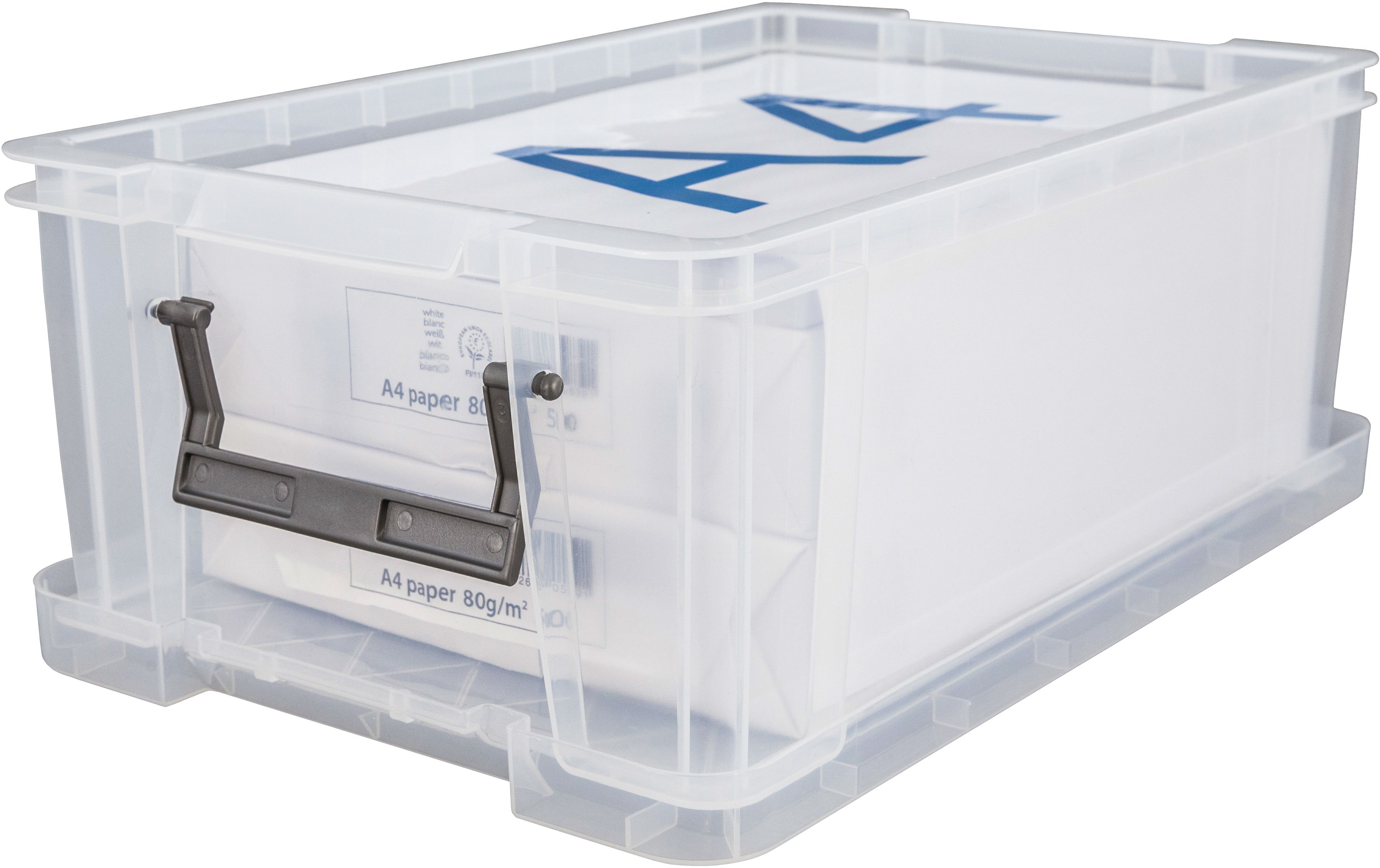 Whitefurze Allstore Heavy duty Clear 10L Plastic Stackable Storage box with  Lid