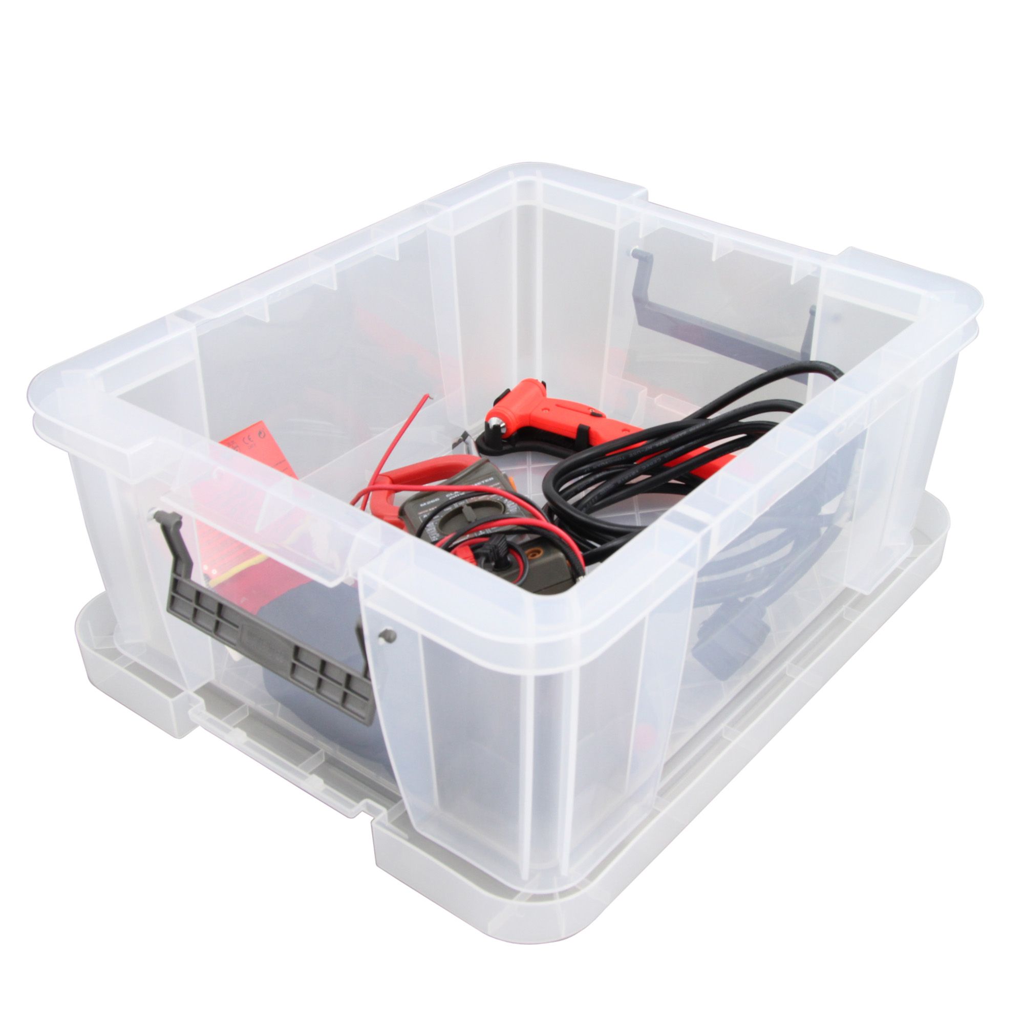 Whitefurze Allstore Heavy duty Clear 24L Large Plastic Stackable Storage box with Lid
