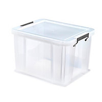 Whitefurze Allstore Heavy duty Clear 36L Large Plastic Stackable Storage box with Lid