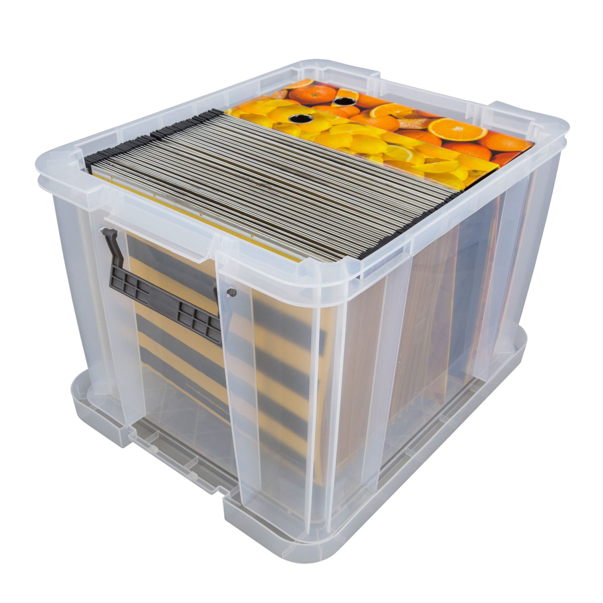 Whitefurze ALLSTORE Heavy duty Clear 36L Large Plastic Stackable Storage box with Lid