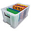 Whitefurze Allstore Heavy duty Clear 54L Large Plastic Stackable Storage box with Lid