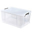Whitefurze Allstore Heavy duty Clear 70L Plastic Stackable Storage box with Lid