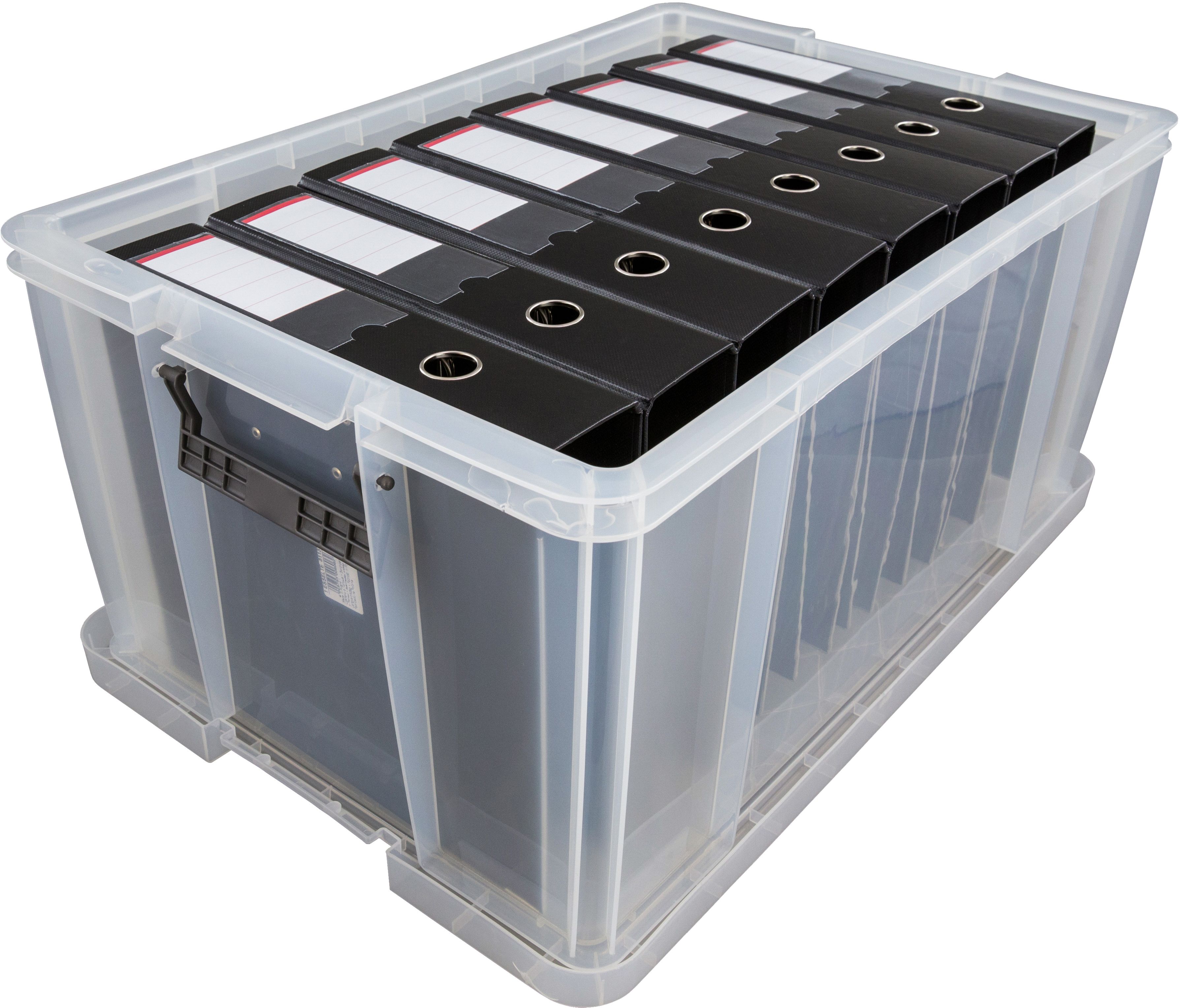 Whitefurze Allstore Heavy duty Clear 70L XL Plastic Stackable Storage box with Lid