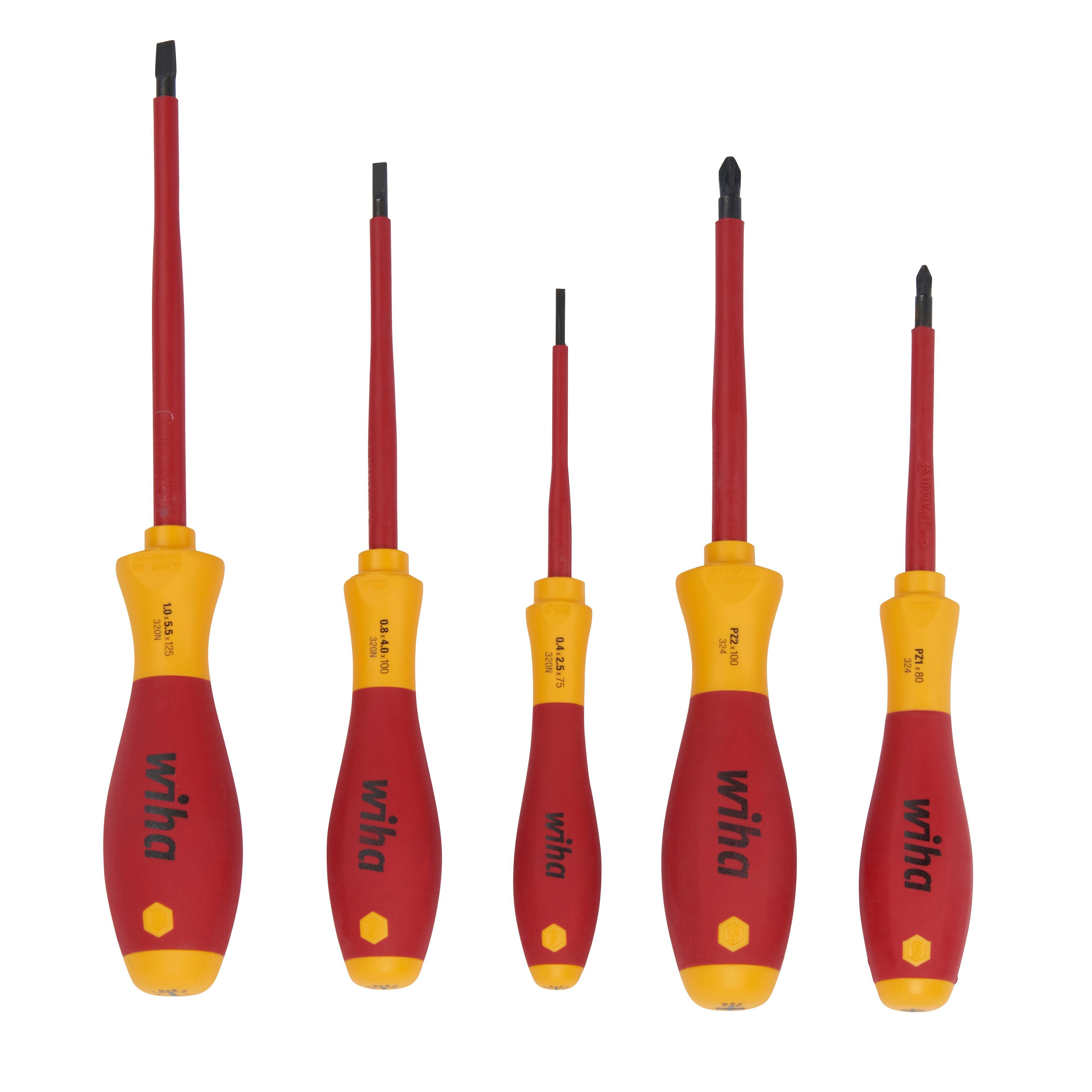 Wiha 5 piece Mixed VDE Screwdriver set DIY at B&Q