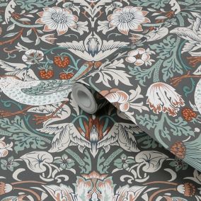 William Morris at Home AW RC B&Q 2024 Summer Charcoal Smooth Wallpaper