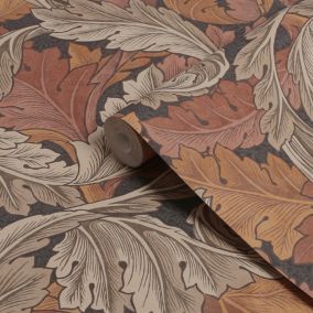 William Morris Gallery Collection Burnt Orange Acanthus Smooth Wallpaper