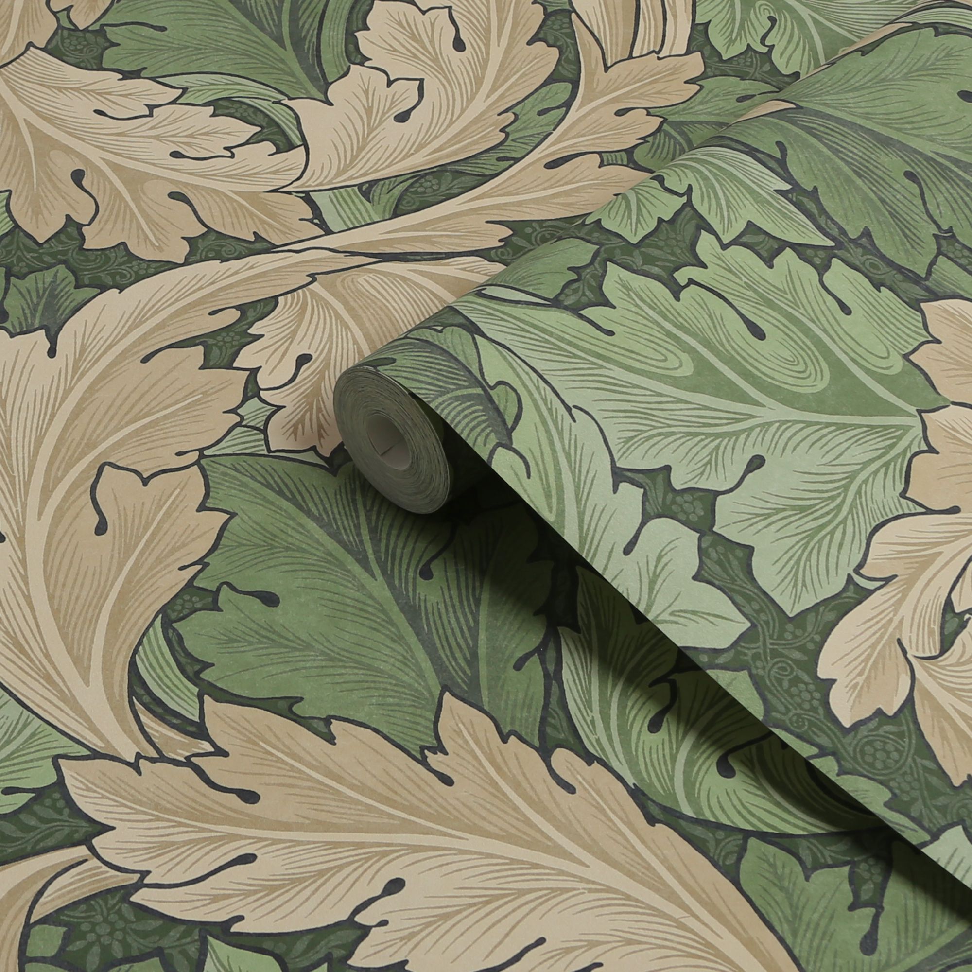 William Morris Gallery Collection Green Acanthus Smooth Wallpaper