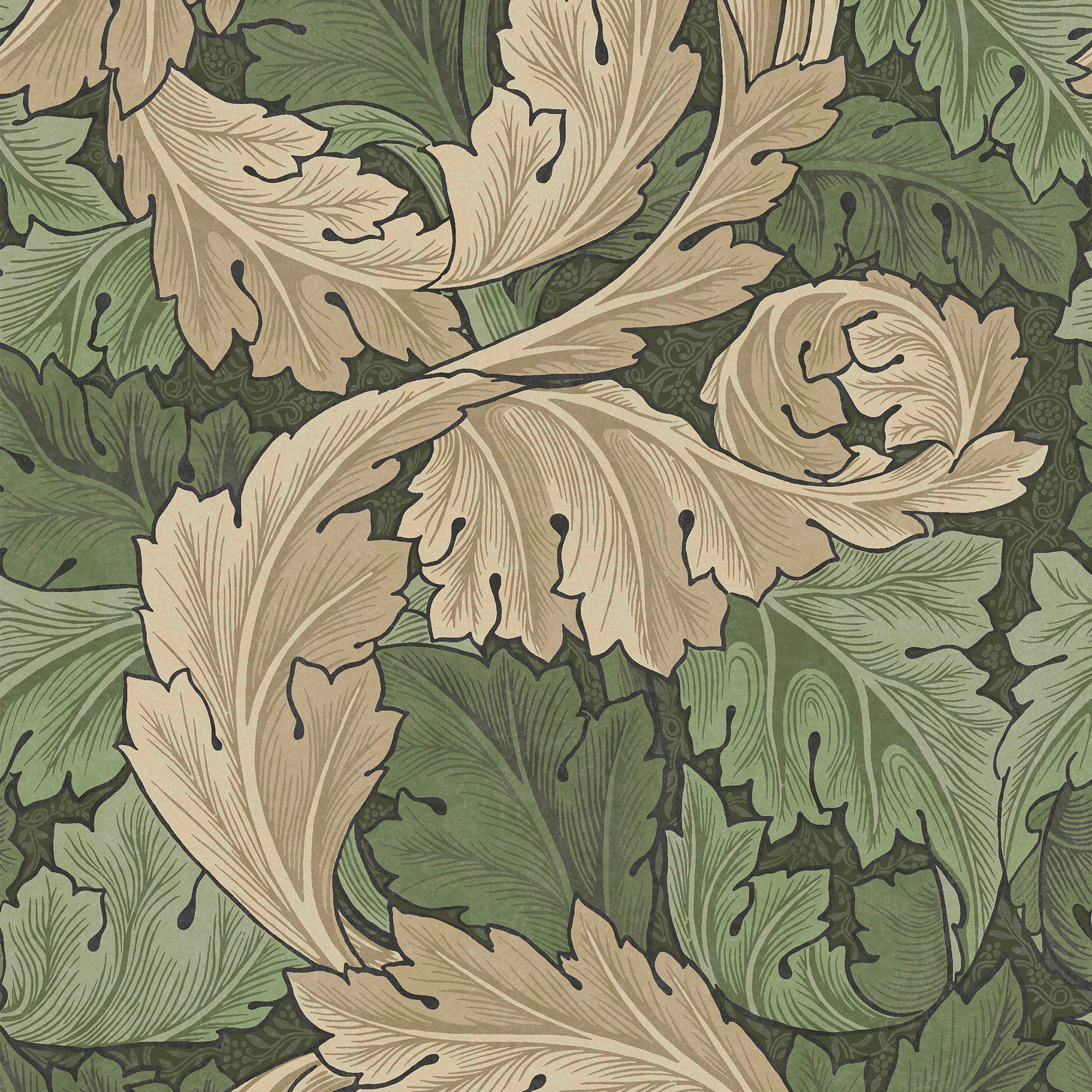 William Morris Gallery Collection Green Acanthus Smooth Wallpaper