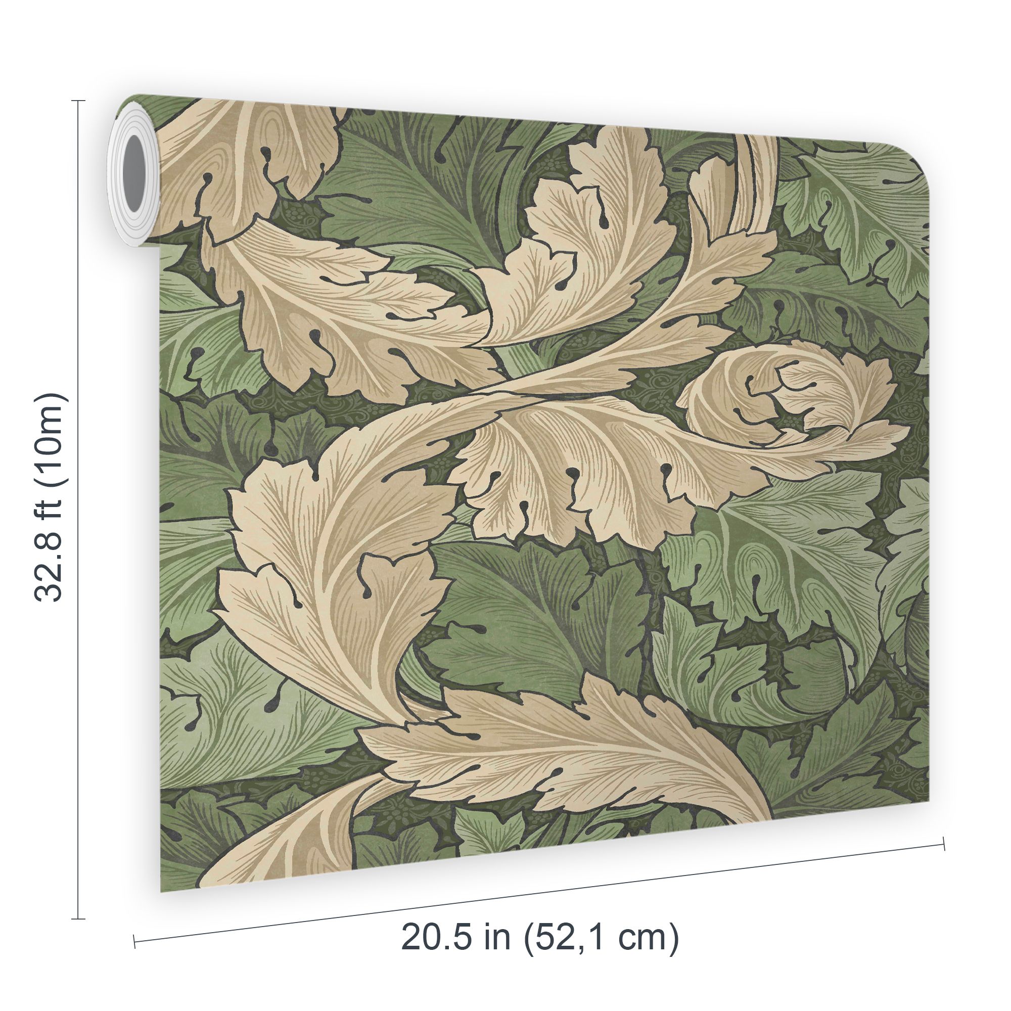 William Morris Gallery Collection Green Acanthus Smooth Wallpaper