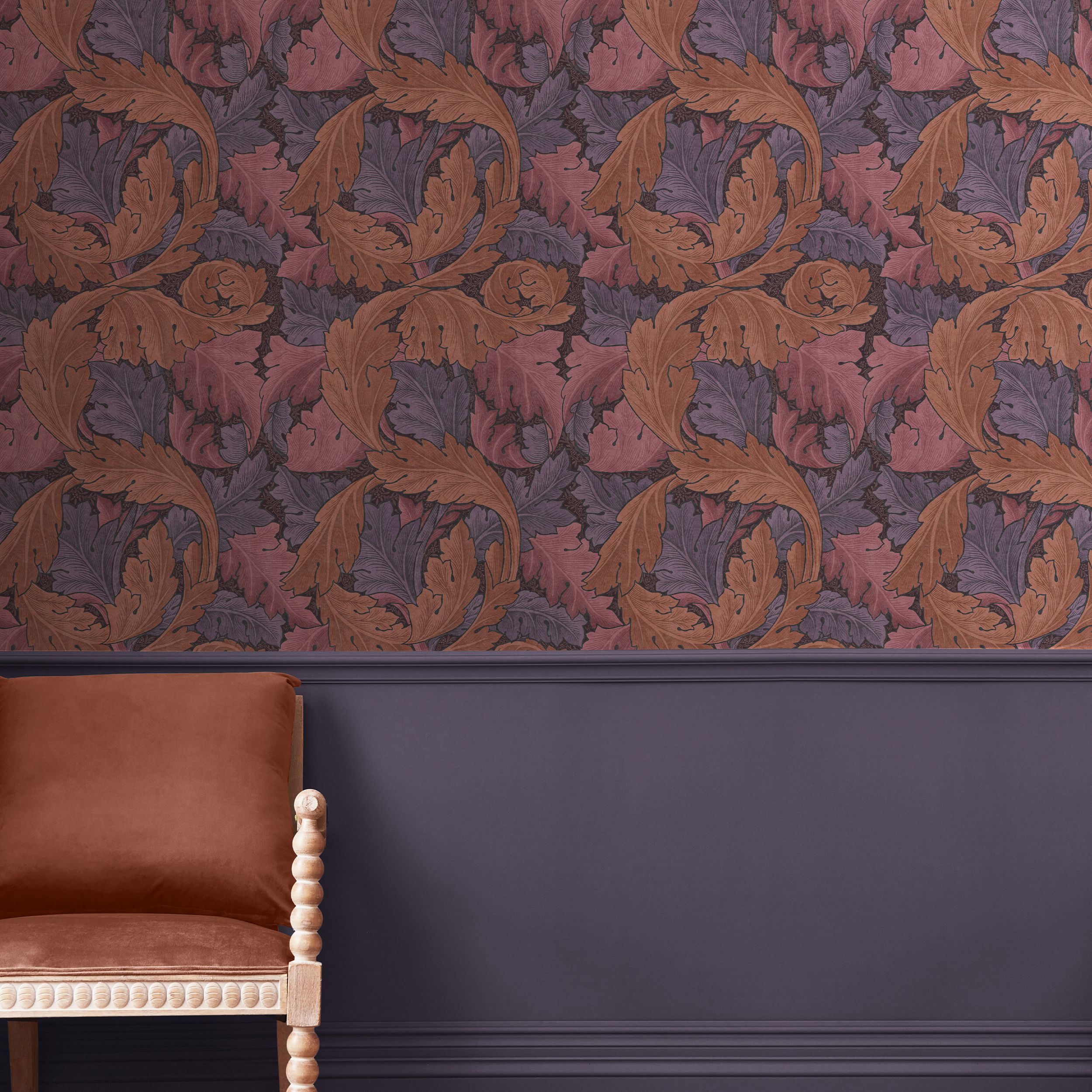 William Morris Gallery Collection Plum Acanthus Smooth Wallpaper
