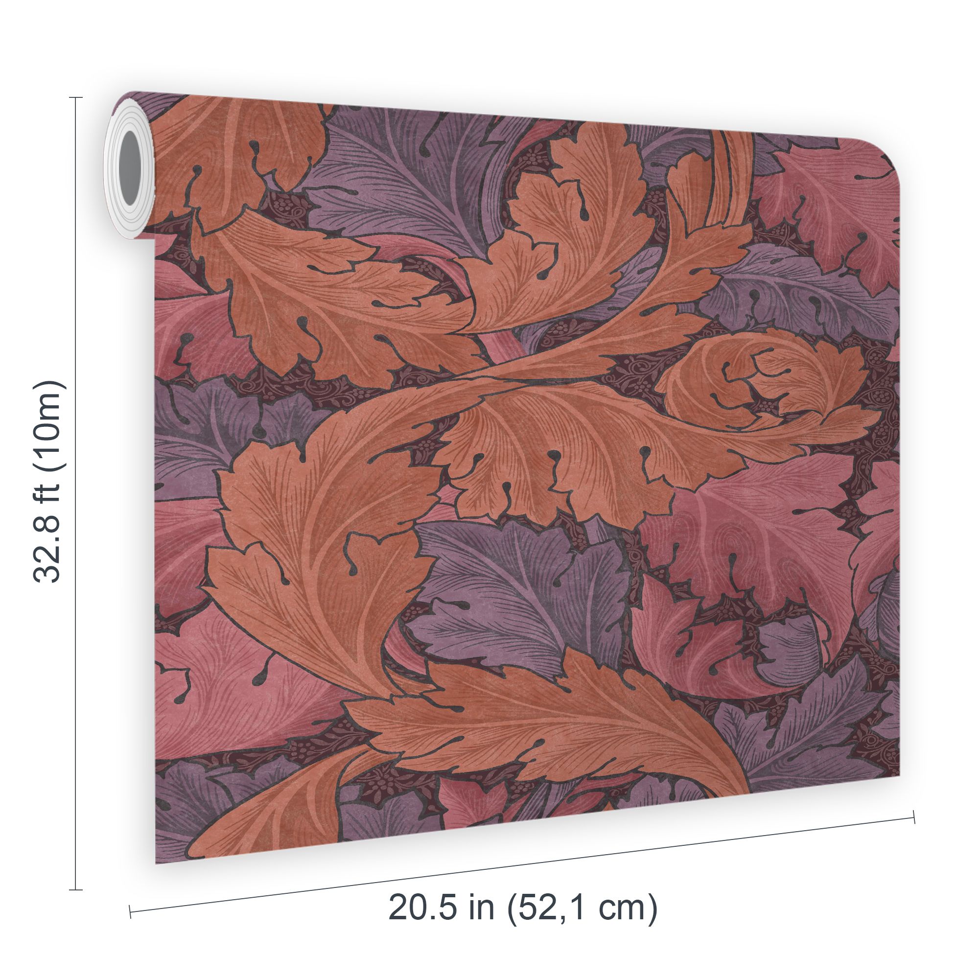 William Morris Gallery Collection Plum Acanthus Smooth Wallpaper
