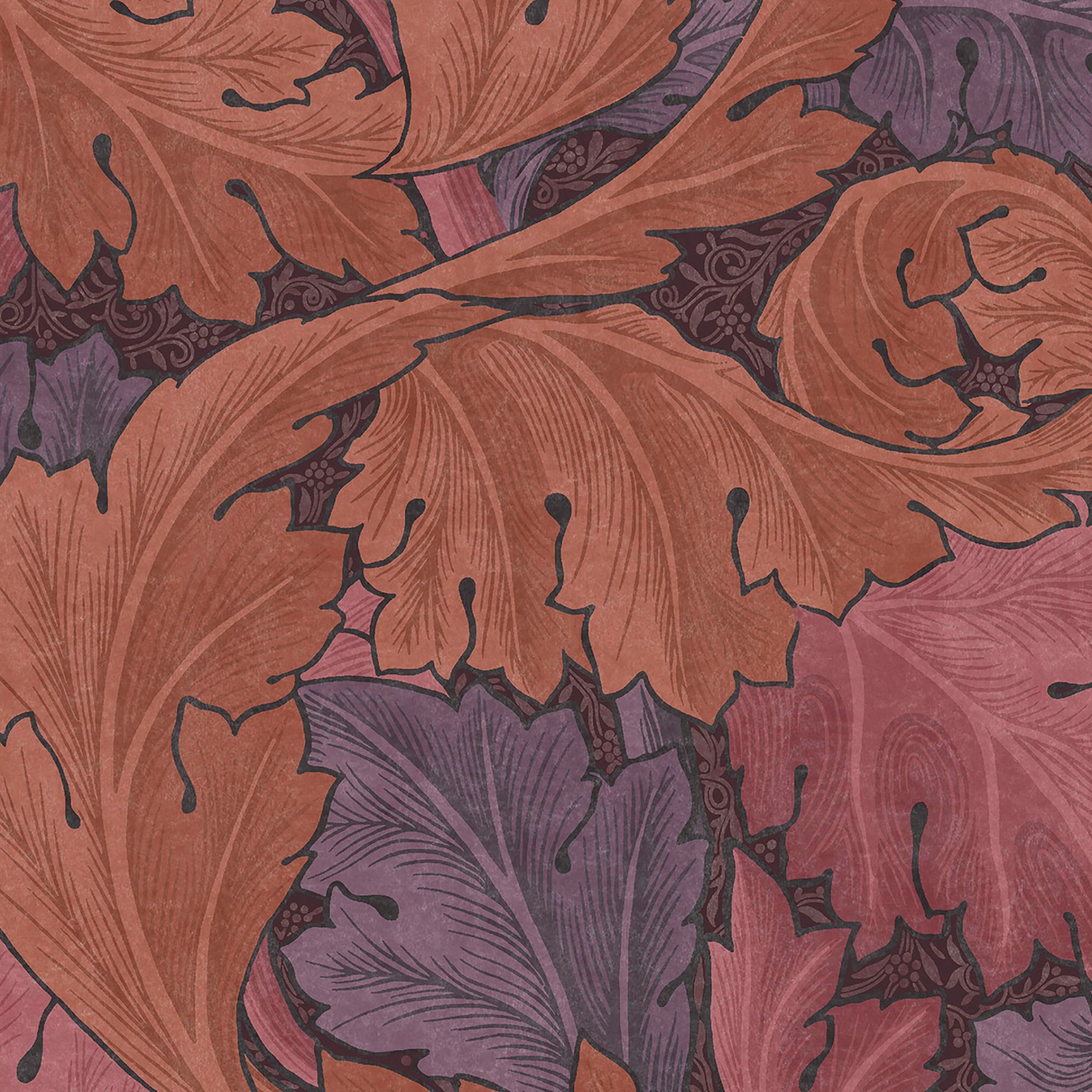 William Morris Gallery Collection Plum Acanthus Smooth Wallpaper