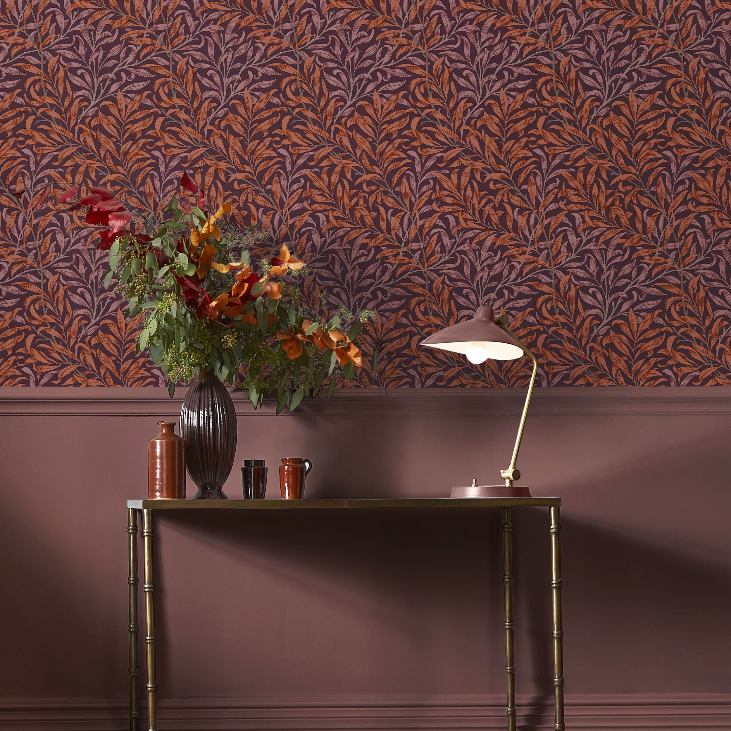 William Morris Gallery Collection Plum Willow Bough Smooth Wallpaper