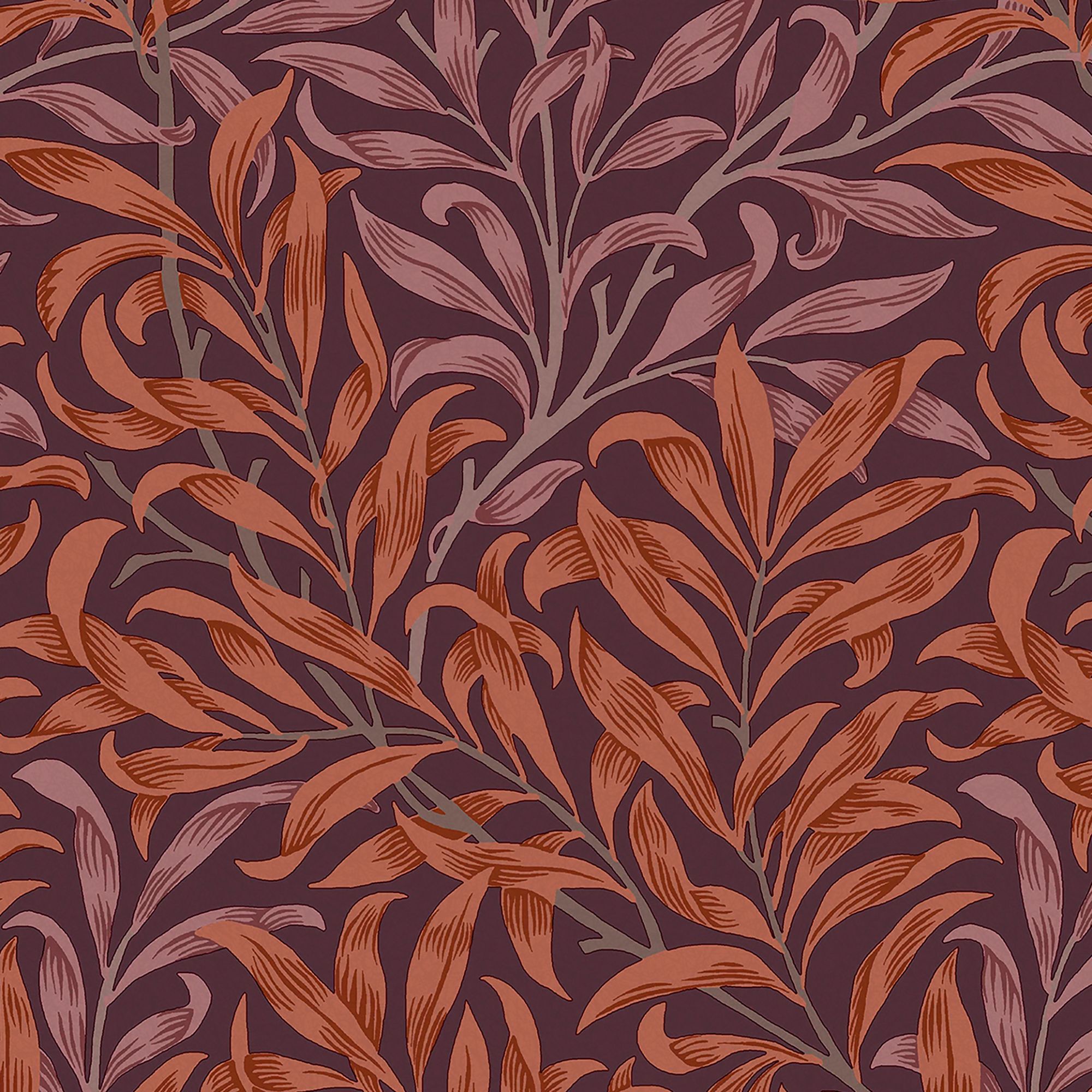 William Morris Gallery Collection Plum Willow Bough Smooth Wallpaper