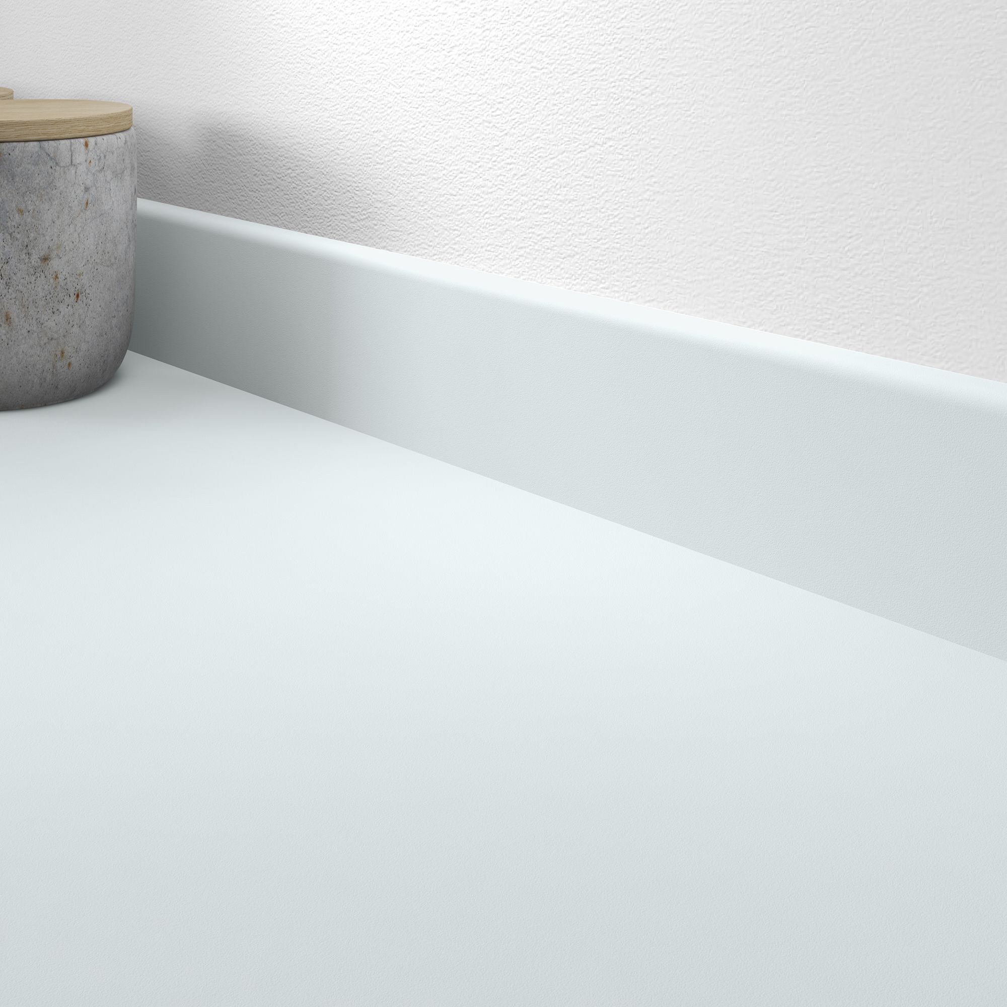 Wilsonart Blanc chamonix Matt White Quartz effect Laminate Kitchen Upstand (L)3000mm