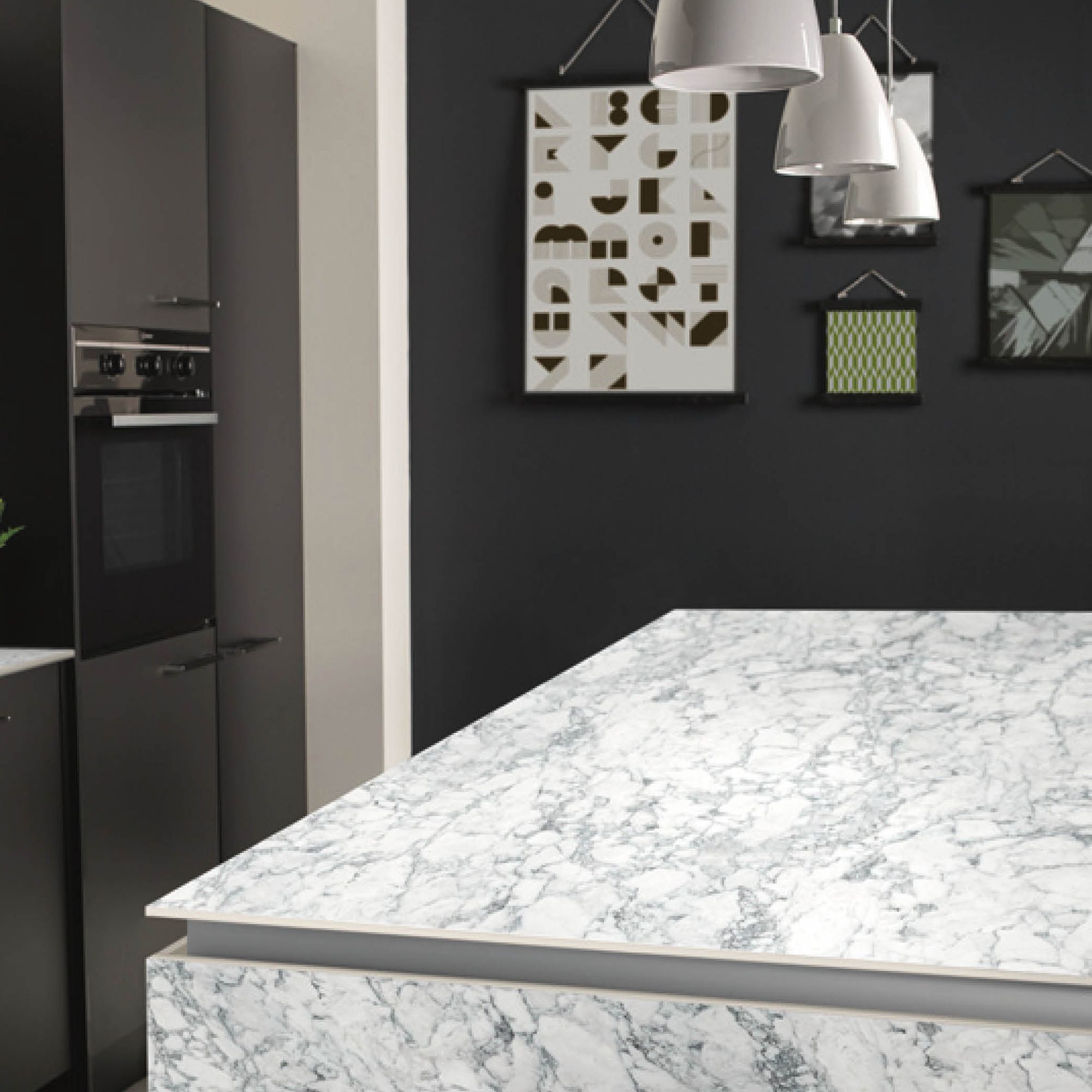Wilsonart Marmo bianco Cream Marble effect Compact Laminate Square edge Kitchen Worktop, (L)3000mm (W)610mm (T)12mm