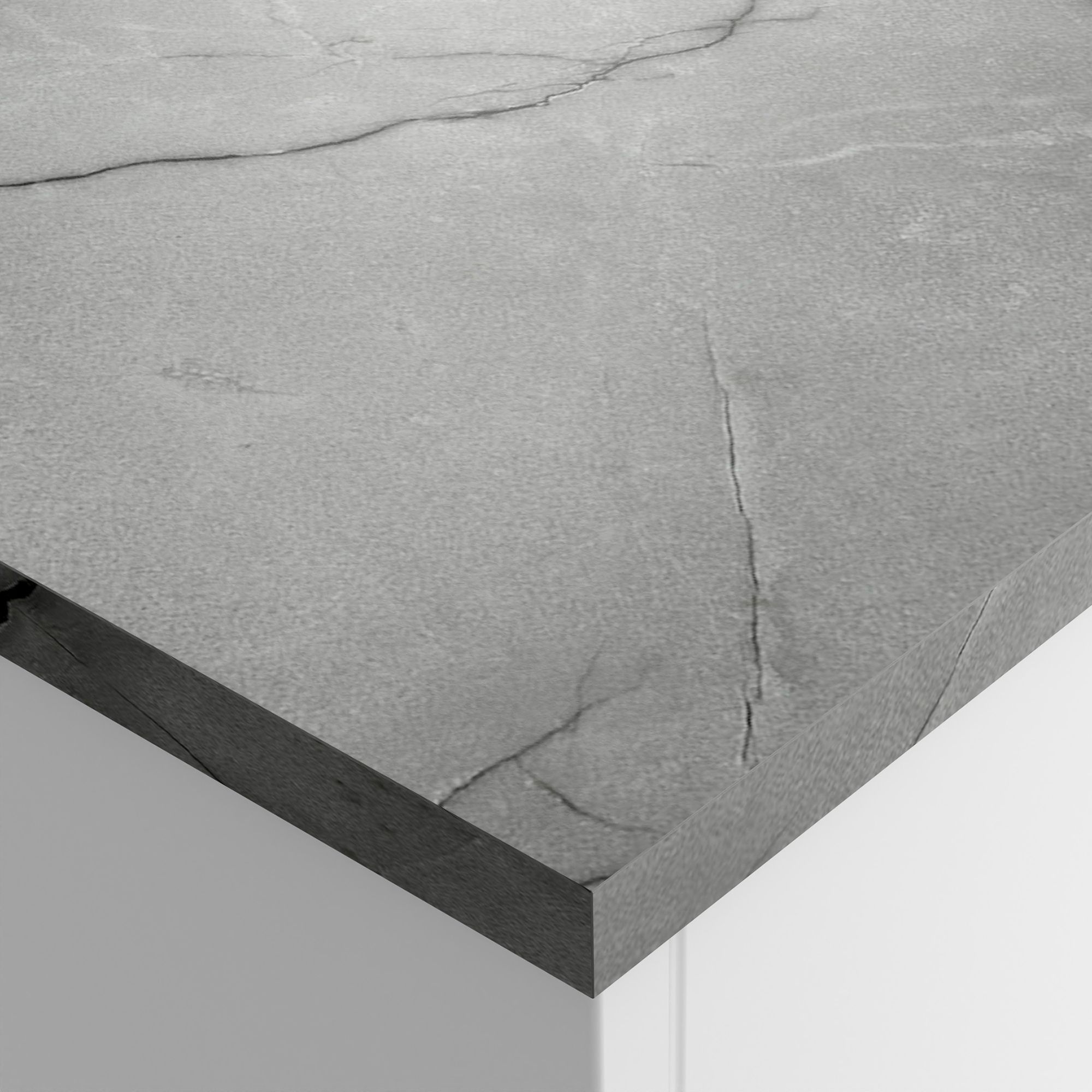 Wilsonart Marmo grigio Matt Grey Marble effect Laminate Square edge Kitchen Breakfast bar, (L)3000mm (W)900mm (T)22mm