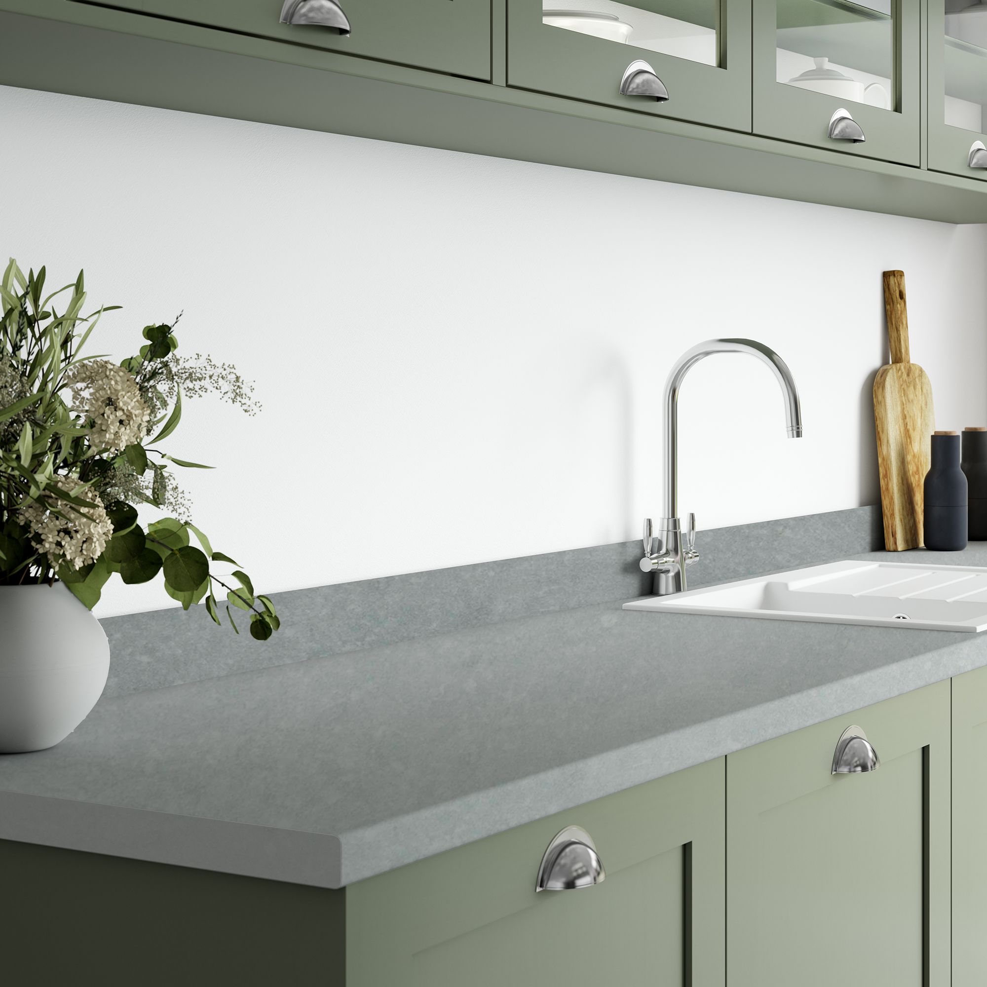 Wilsonart Tectonica Grey Stone effect Laminate Post-formed edge Kitchen Breakfast bar, (L)3000mm (W)900mm (T)38mm