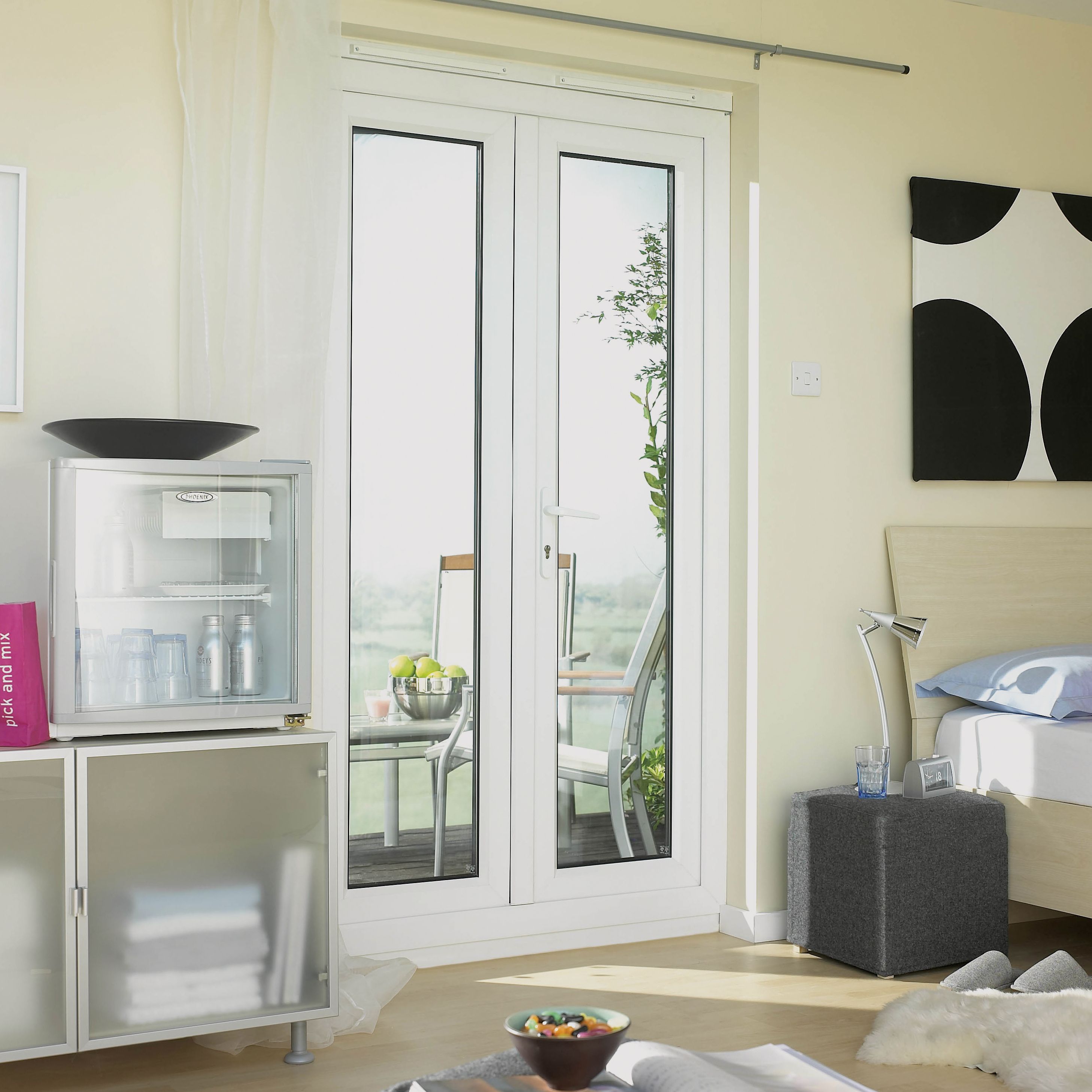 Wimborne 1 Lite Glazed White uPVC External French Door set, (H)2055mm (W)1790mm