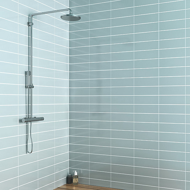 Windsor Blue Gloss Ceramic Wall Tile, Bathroom Wall Tiles B Q