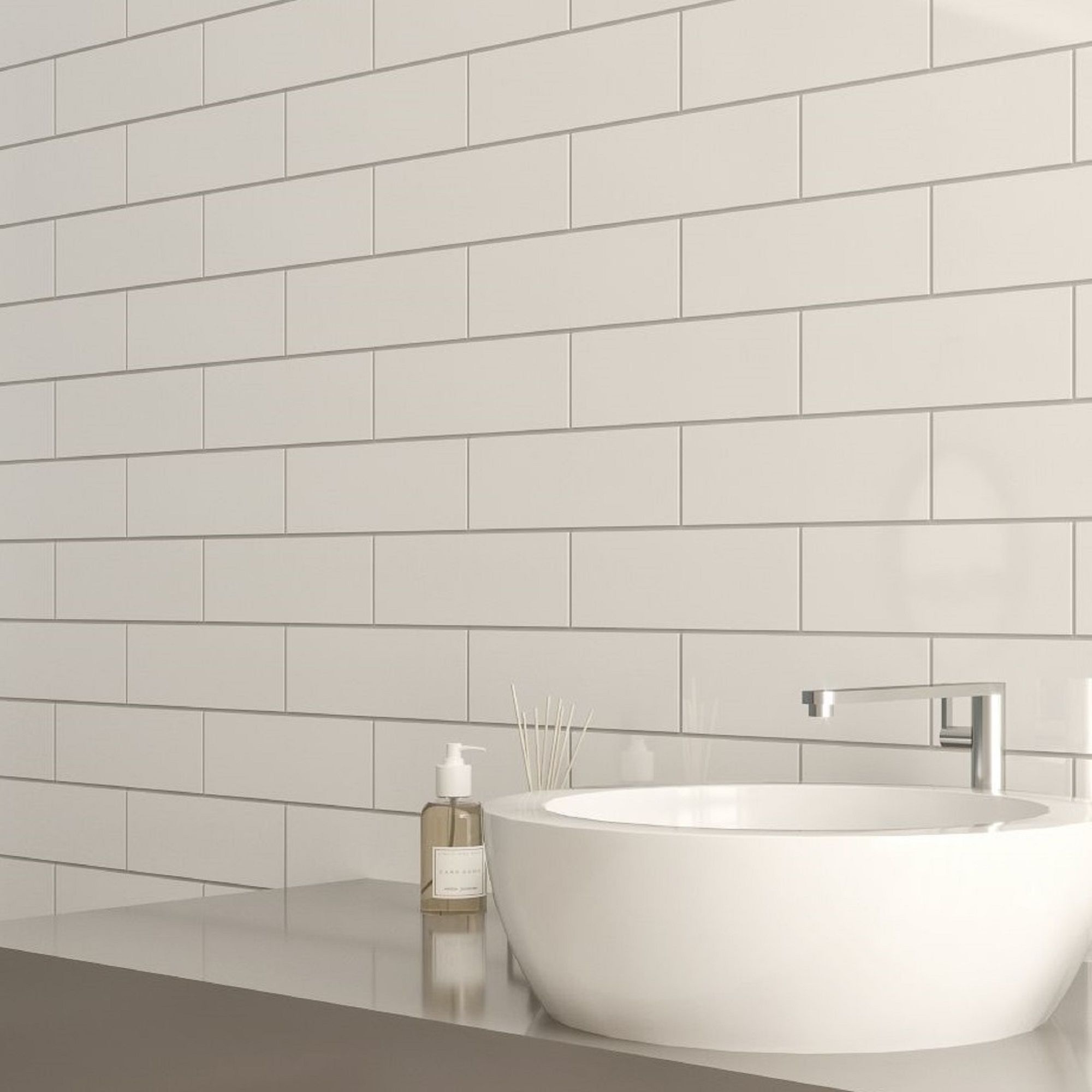 white bathroom wall tiles