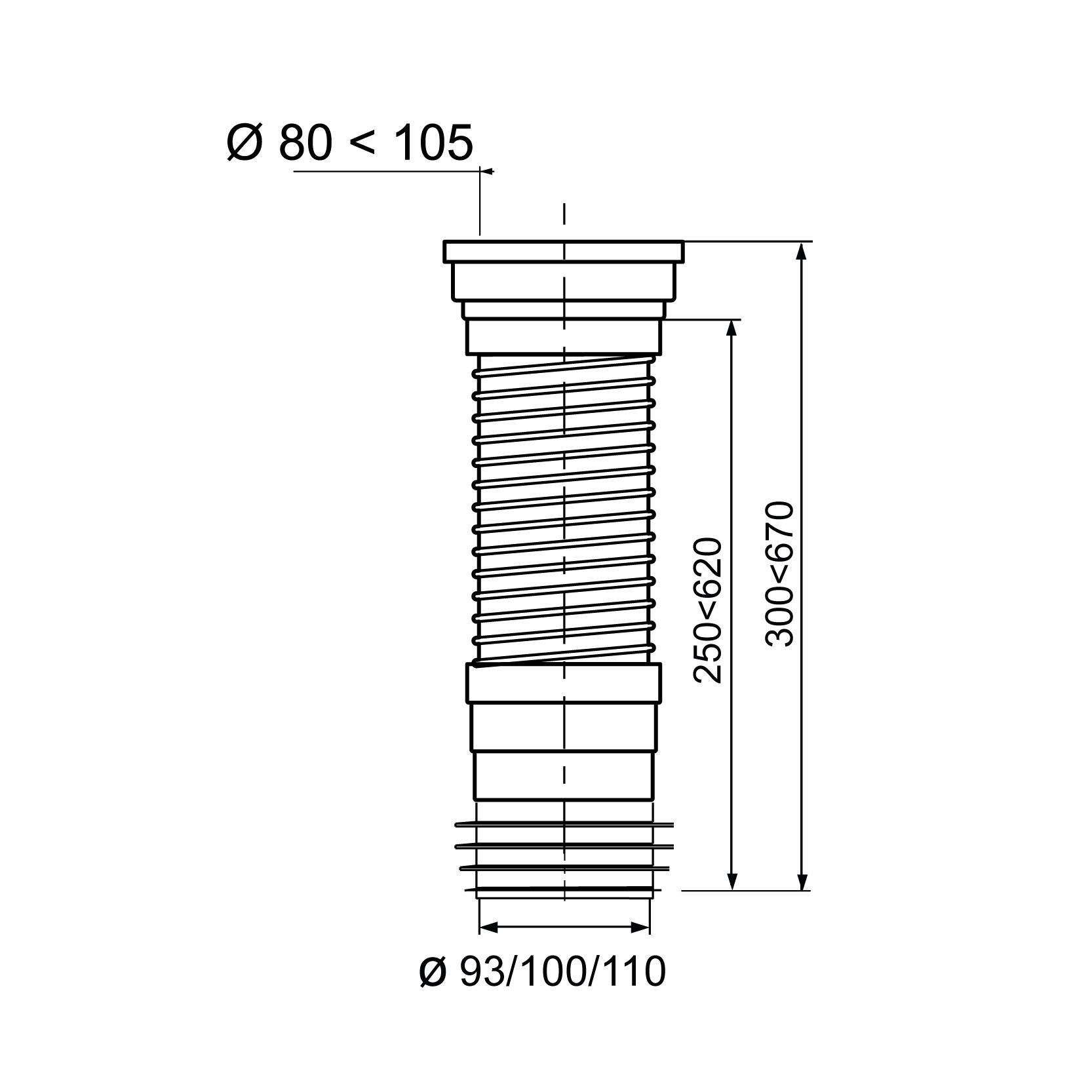 Wirquin Push-fit Extendable Pan connector (Dia)110mm, 290mm 640mm