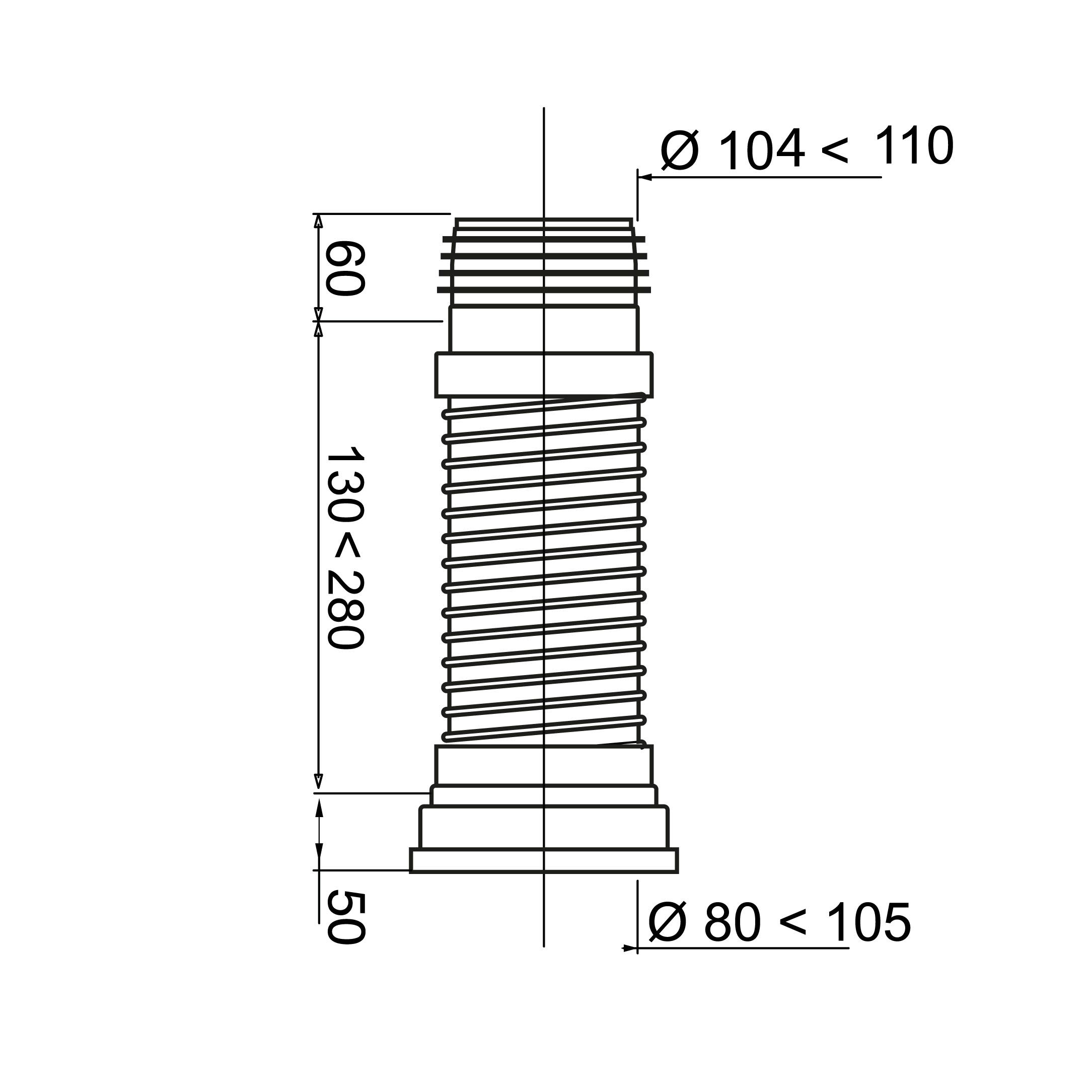 Wirquin Push-fit Flexible Non-extendable Pan connector (Dia)110mm, 240mm 390mm