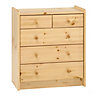 Wizard Natural Pine 5 Drawer Chest of drawers (H)720mm (W)640mm (D)380mm