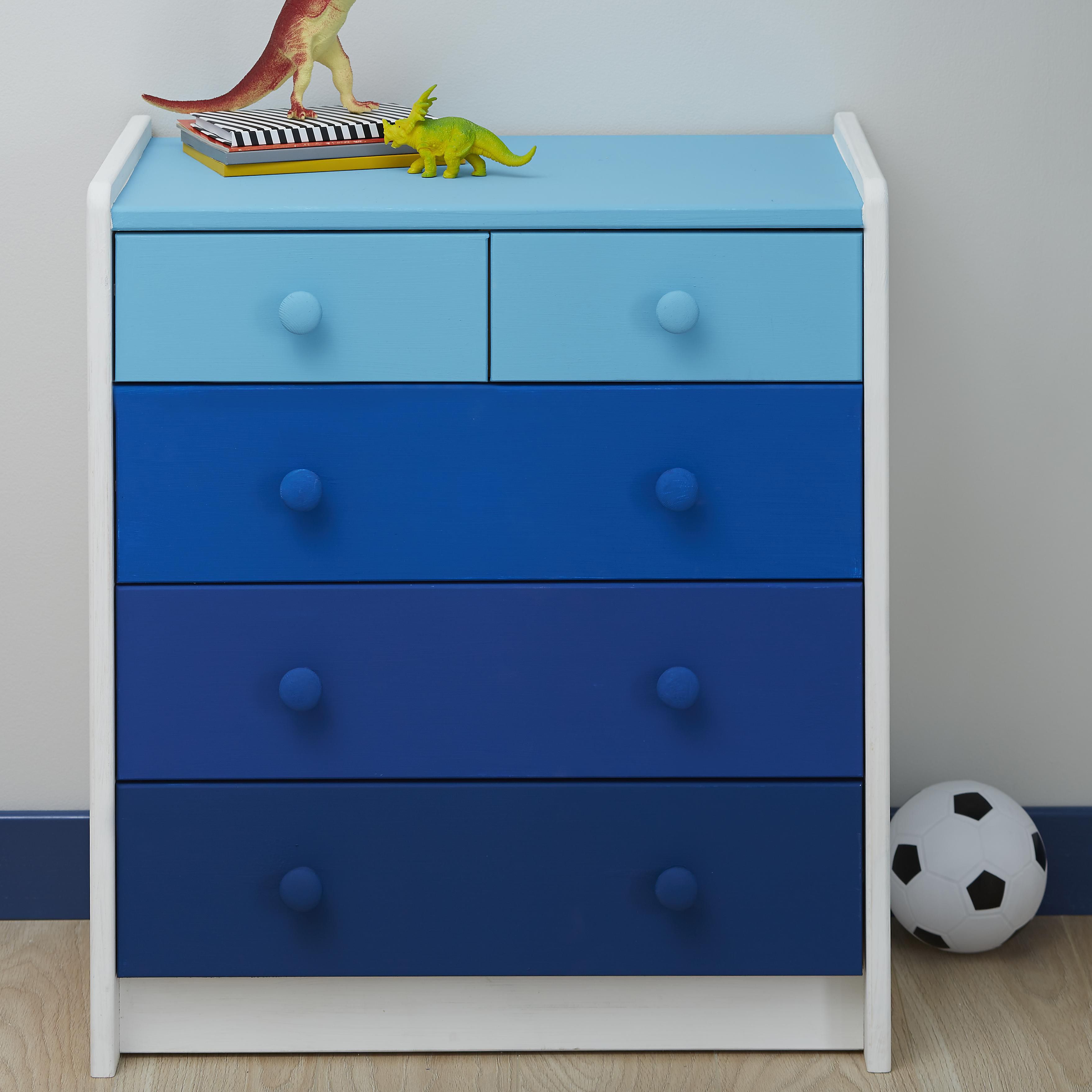 Wizard Off white Pine 5 Drawer Chest of drawers (H)720mm (W)640mm (D)380mm