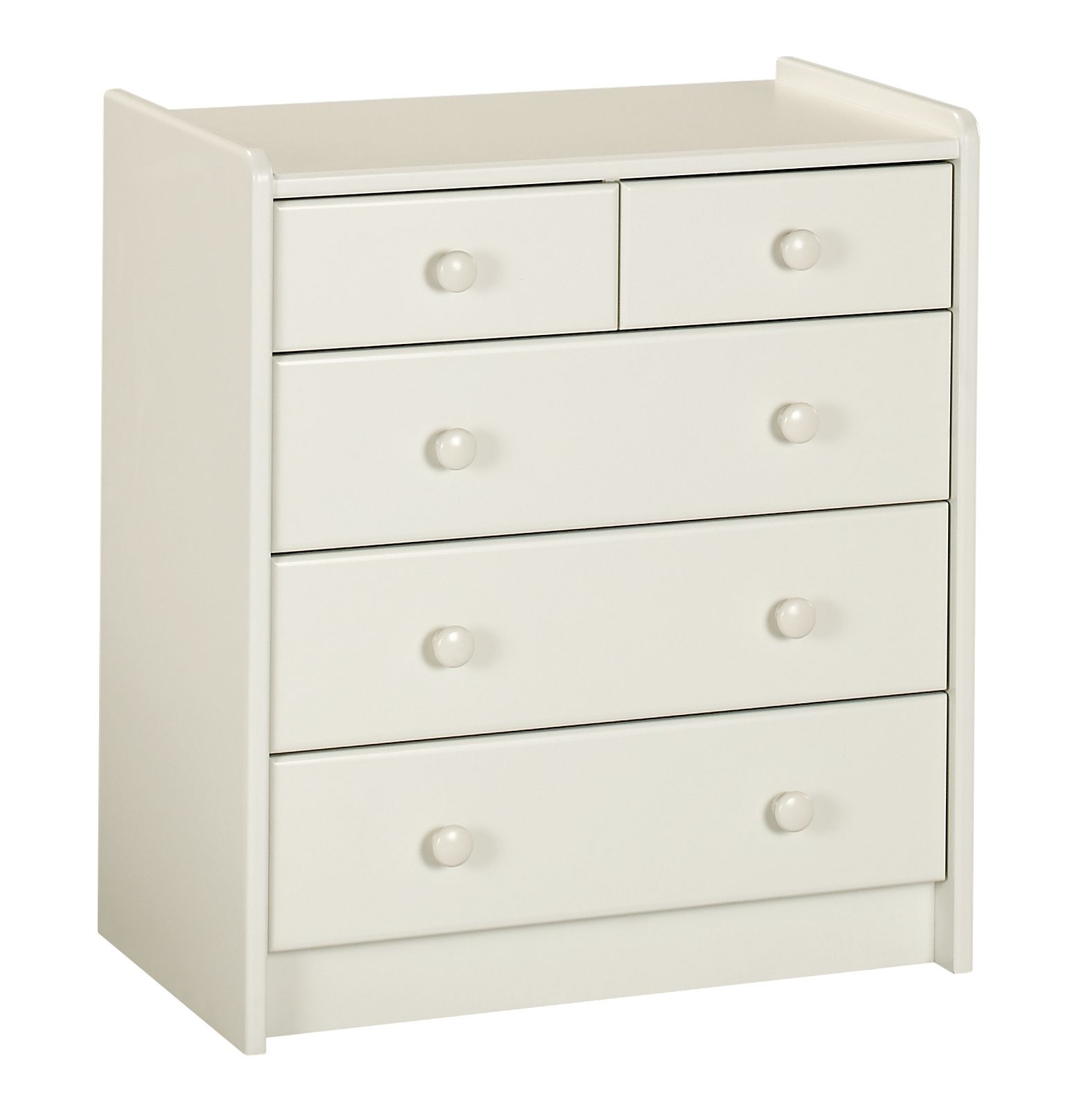 Wizard Off white Pine 5 Drawer Chest of drawers (H)720mm (W)640mm (D)380mm