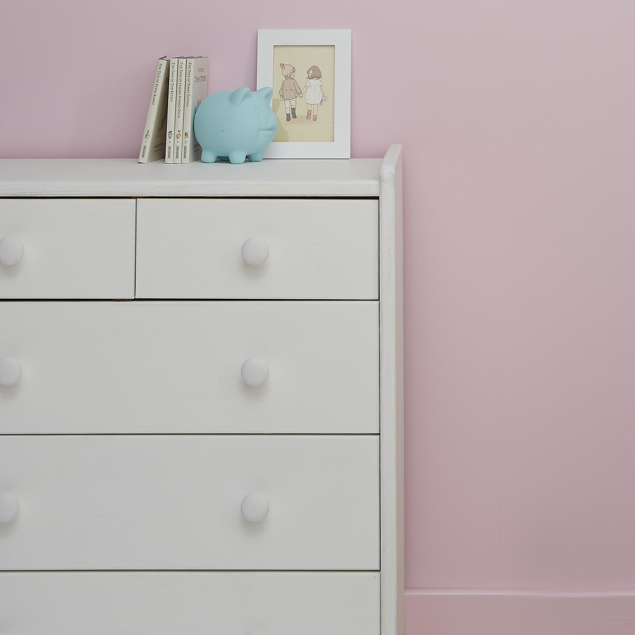 Wizard Off white Pine 5 Drawer Chest of drawers (H)720mm (W)640mm (D)380mm