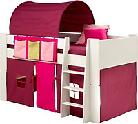 Wizard Pink & white Mid sleeper bed with Mid sleeper bed, matching tent, tunnel & side pockets