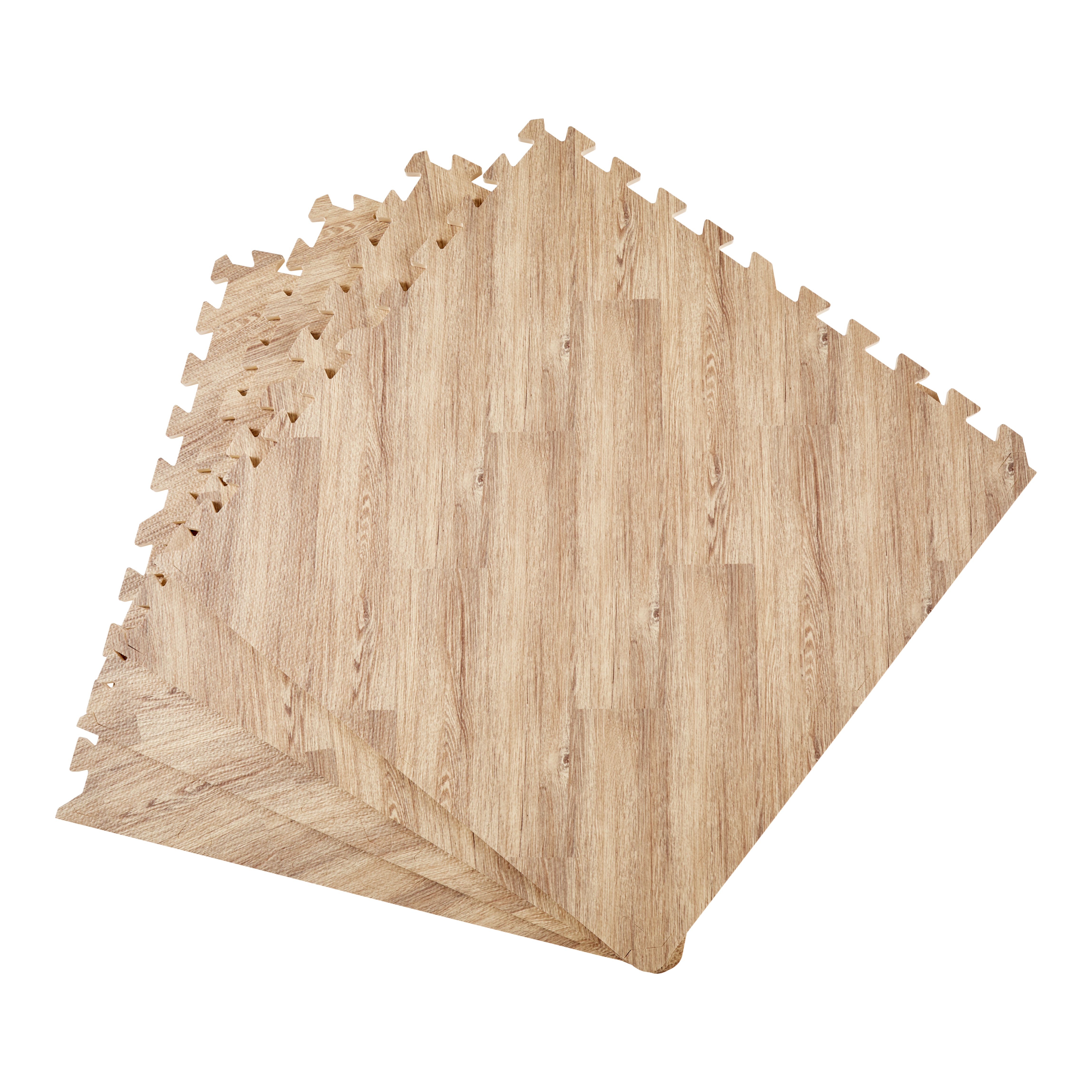 Wooden Medium Interlocking Mat, (L)62cm x (W)62cm, Pack of 4