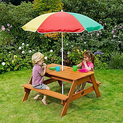 Wooden Picnic Table Diy At B Q, Childrens Wooden Picnic Table With Umbrella