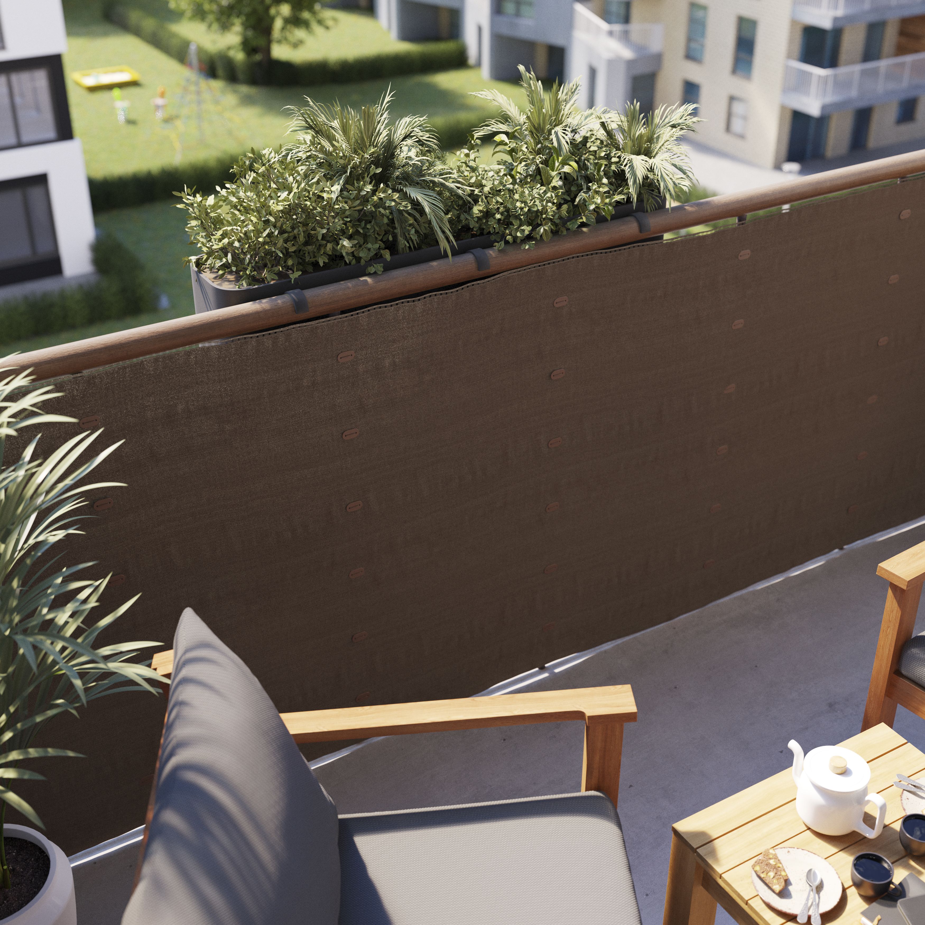 Woven breeze Brown High-density polyethylene (HDPE) & woven fibre Garden screen (H)1m (W)3m - 6