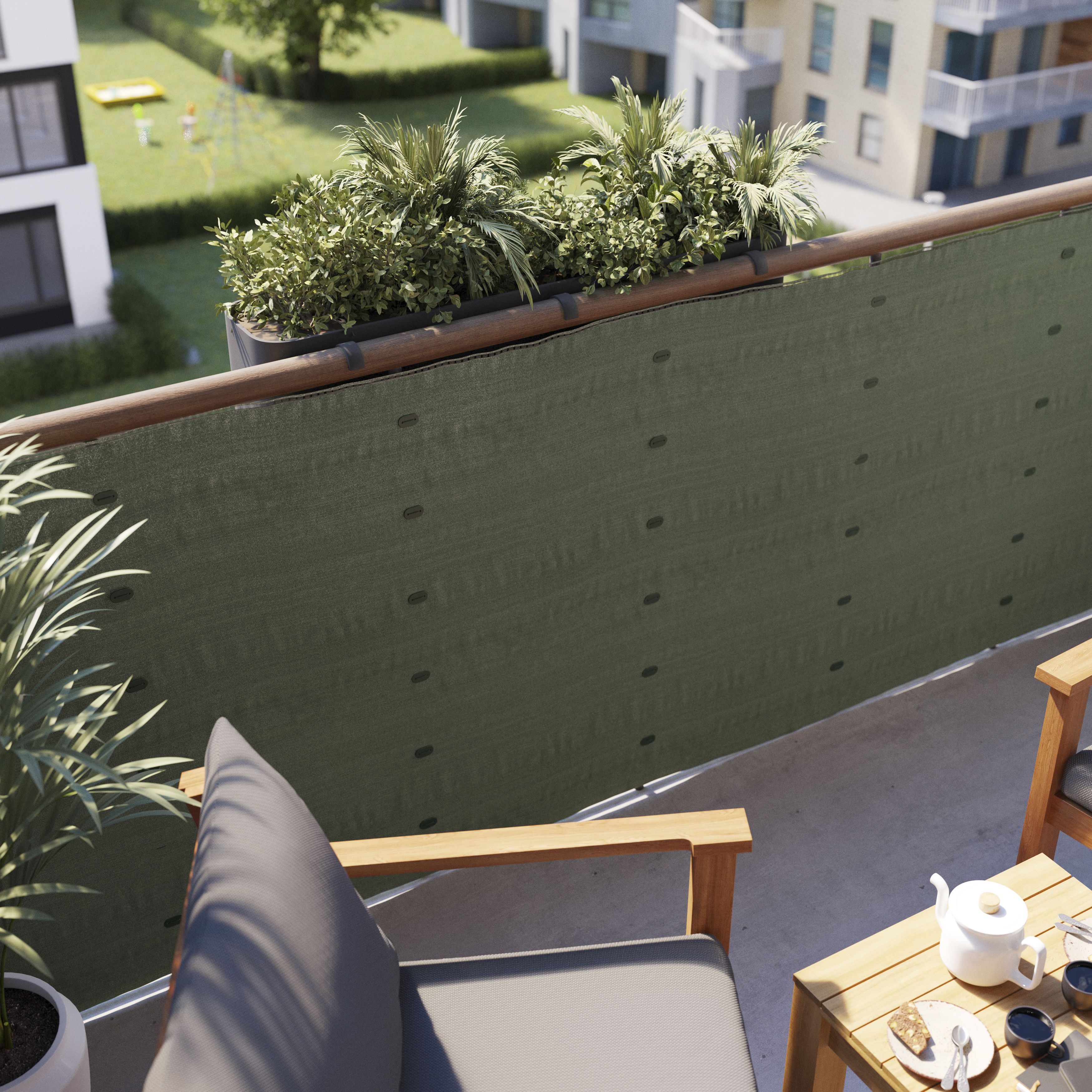 Woven breeze Green Polyethylene (PE) Garden screen (H)1m (W)3m - 6