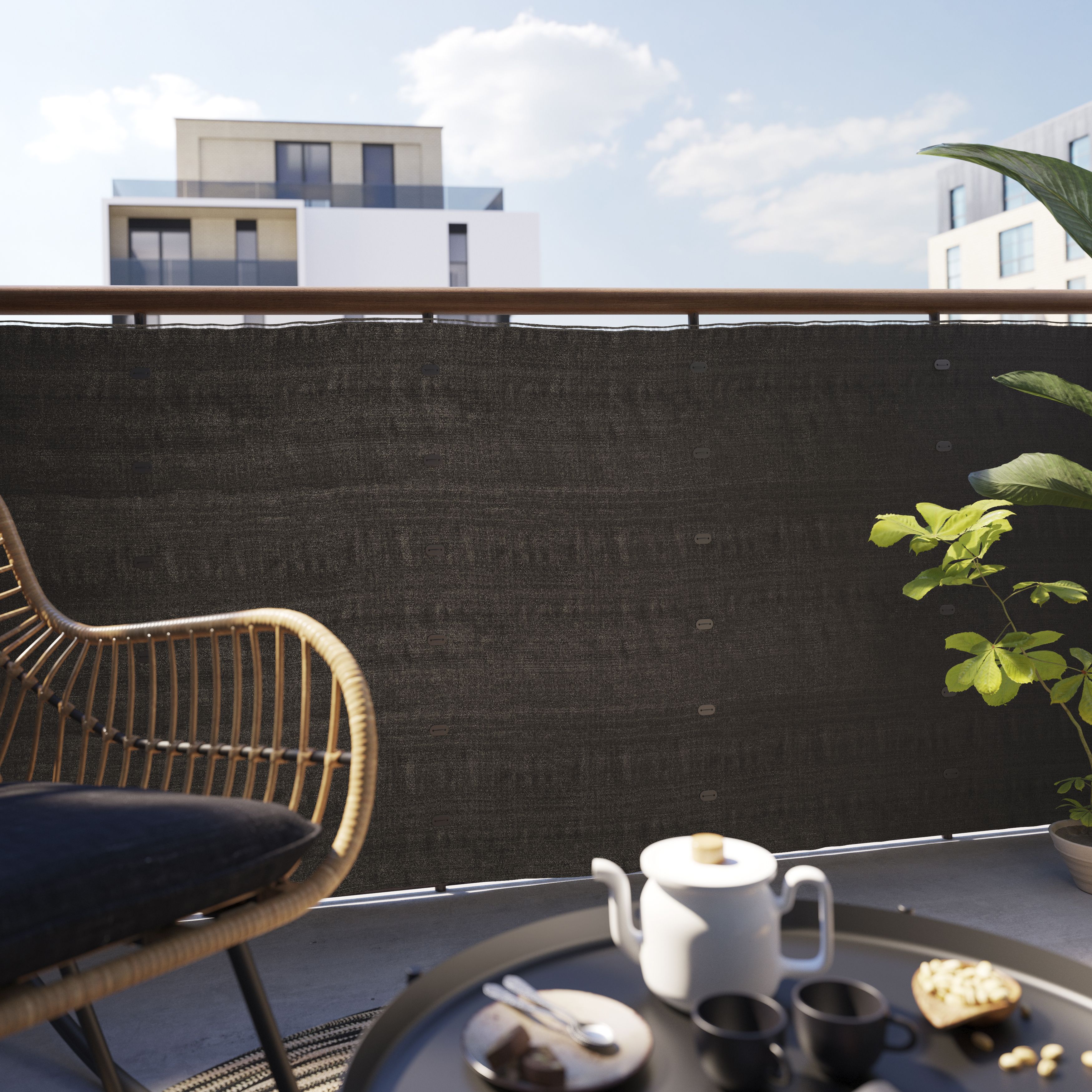 Woven breeze Grey High-density polyethylene (HDPE) & woven fibre Garden screen (H)1m (W)3m - 6