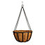 Wrought iron Black Round Coco liner & metal frame Hanging basket, 35.56cm