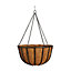 Wrought iron Black Round Coco liner & metal frame Hanging basket, 40.64cm