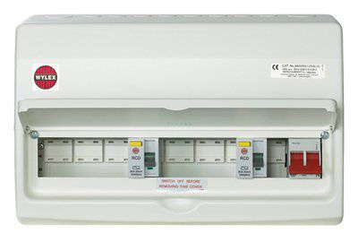 Wylex 12-way High integrity dual RCD Consumer unit with 100A main switch