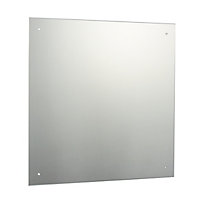 x4 Pre-drilled holes Clear Square Frameless Mirror (H)60cm (W)60cm
