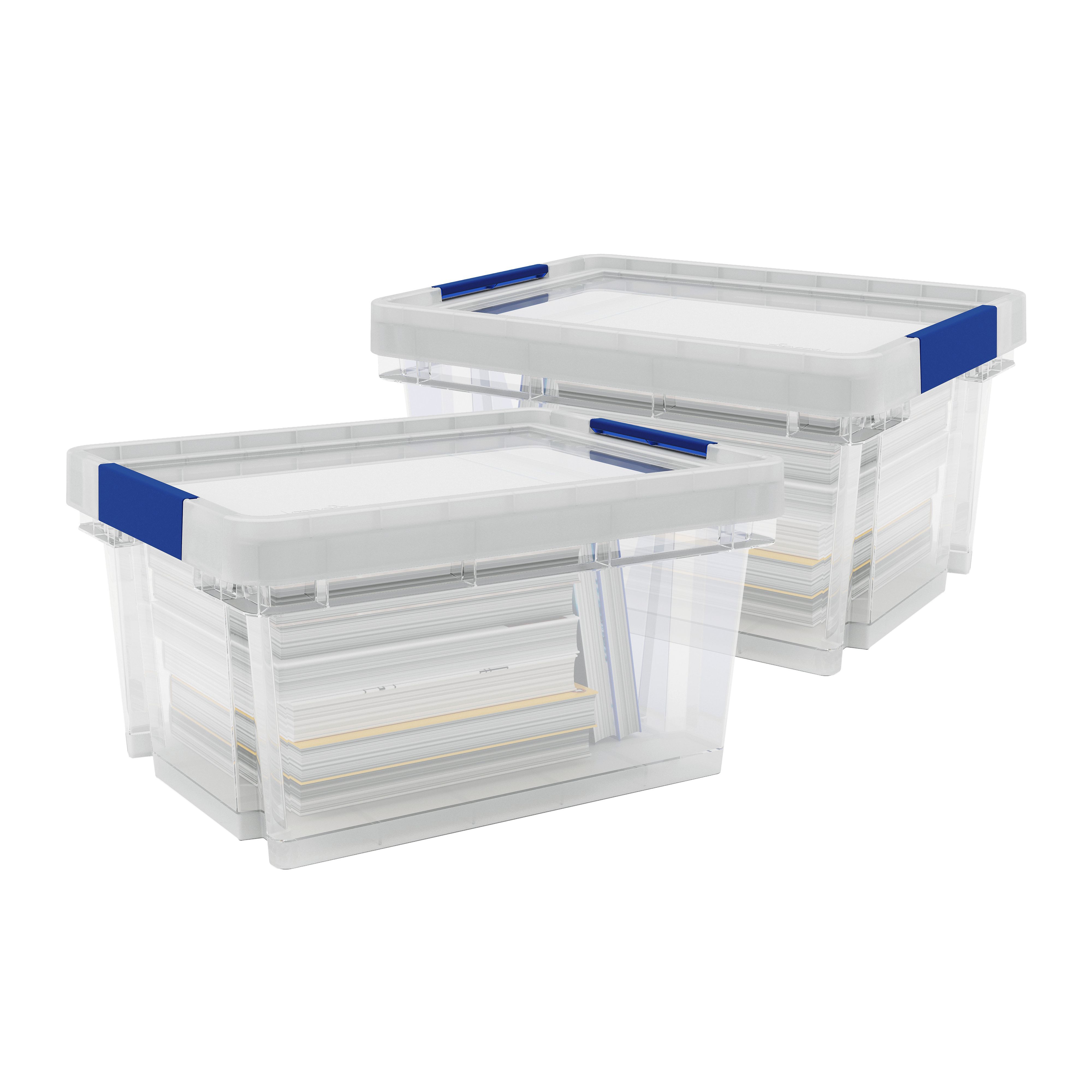 Xago Heavy duty Clear 51L Plastic Storage boxes & lids, Pack of 2 | DIY