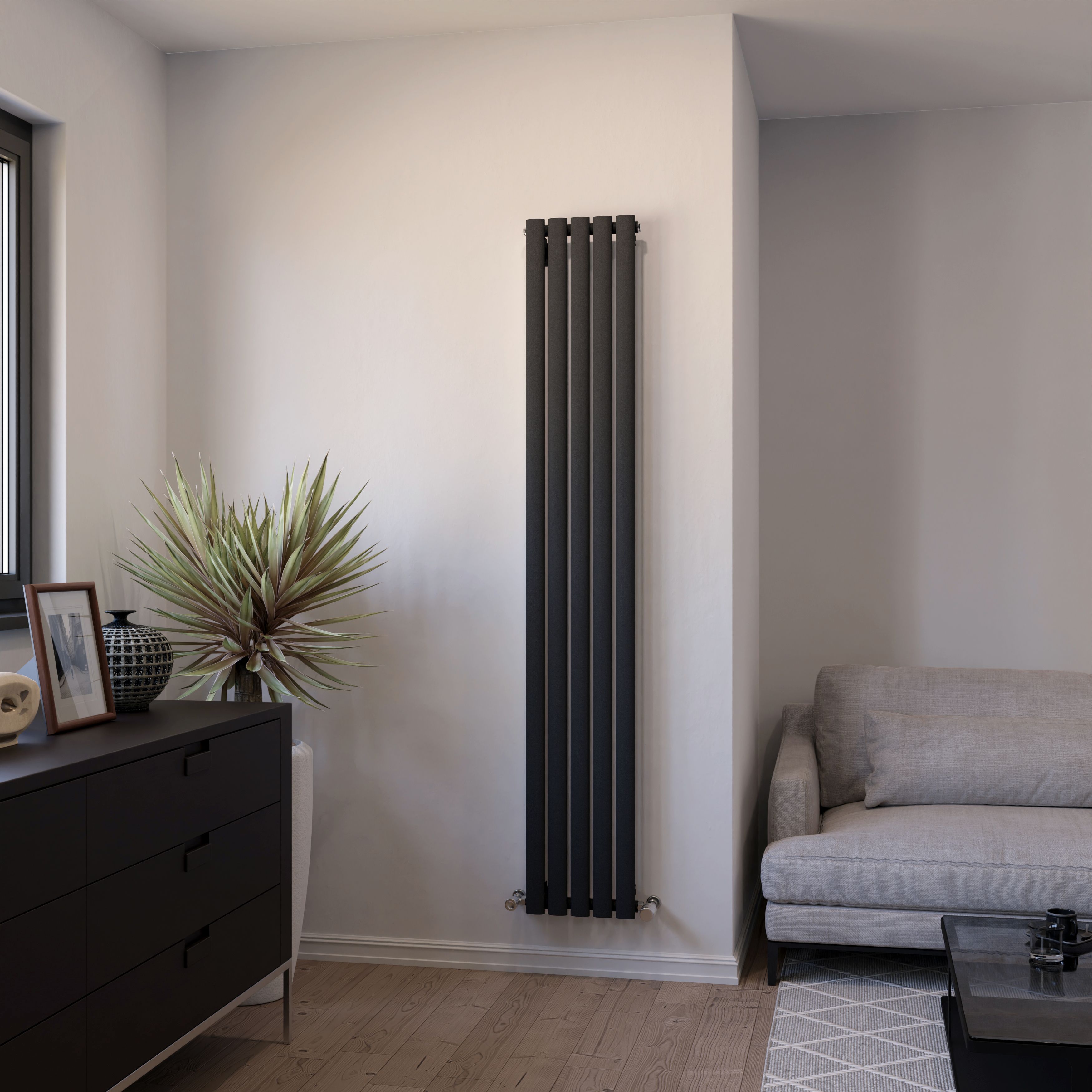 Ximax Champion Anthracite Vertical Designer Radiator, (W)294mm x (H)1800mm