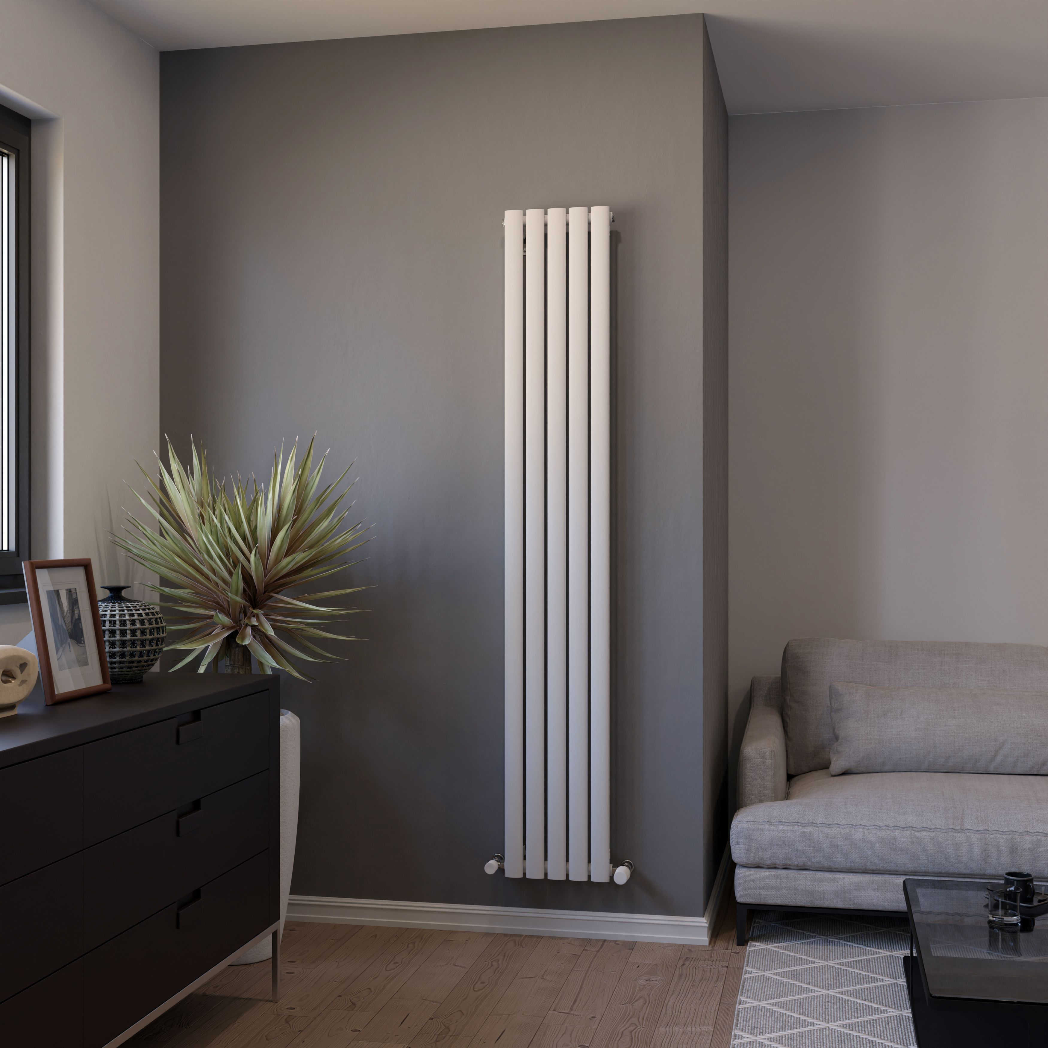 Ximax Champion CH18029W White Vertical Designer 1954BTU Radiator, (W)294mm x (H)1800mm