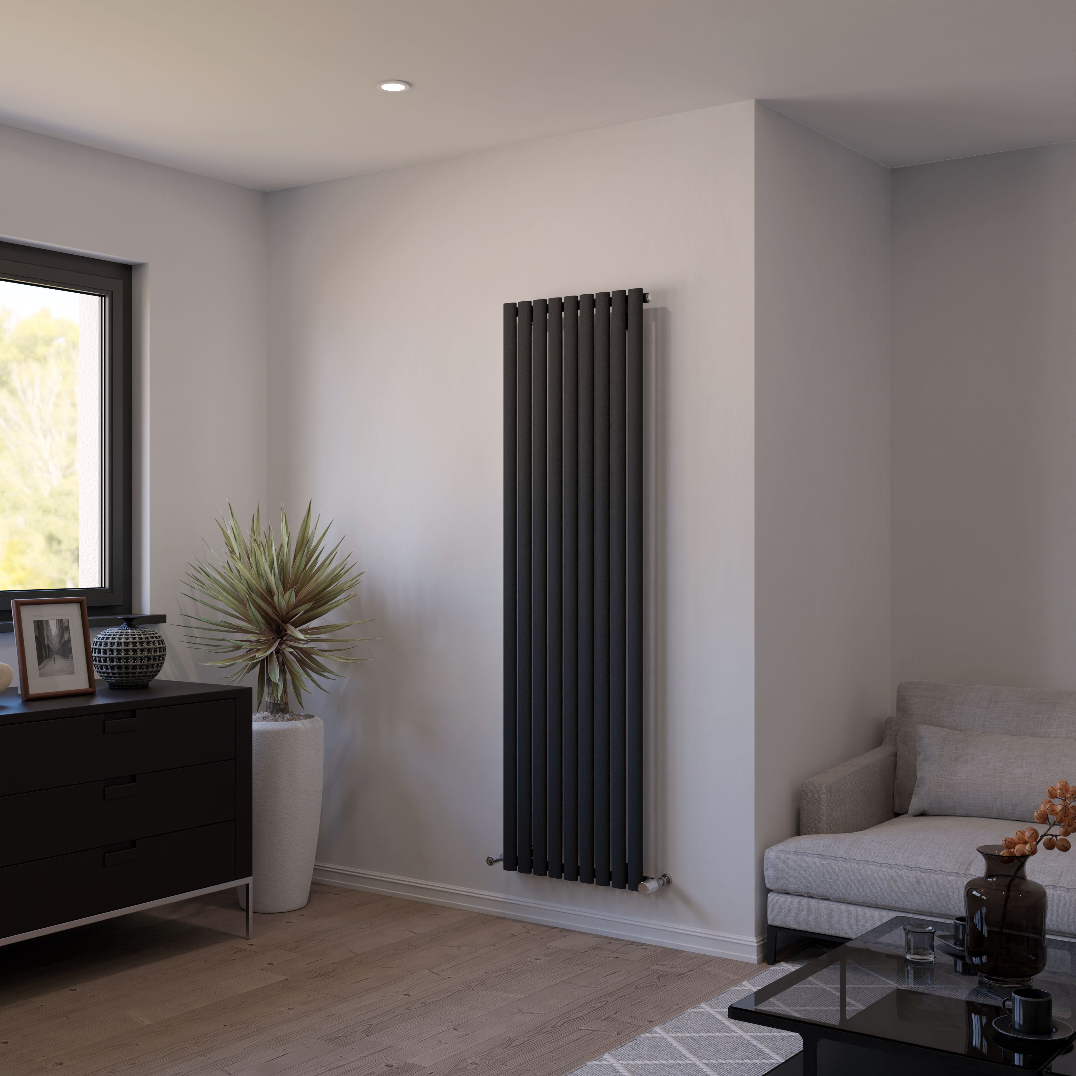 Ximax Champion CH18052A Anthracite Vertical Designer 3516BTU Radiator, (W)526mm x (H)1800mm